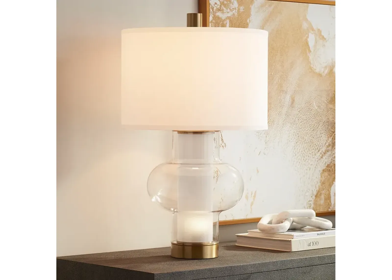 Possini Euro Blake 30 1/2" Modern Glass Night Light Table Lamp