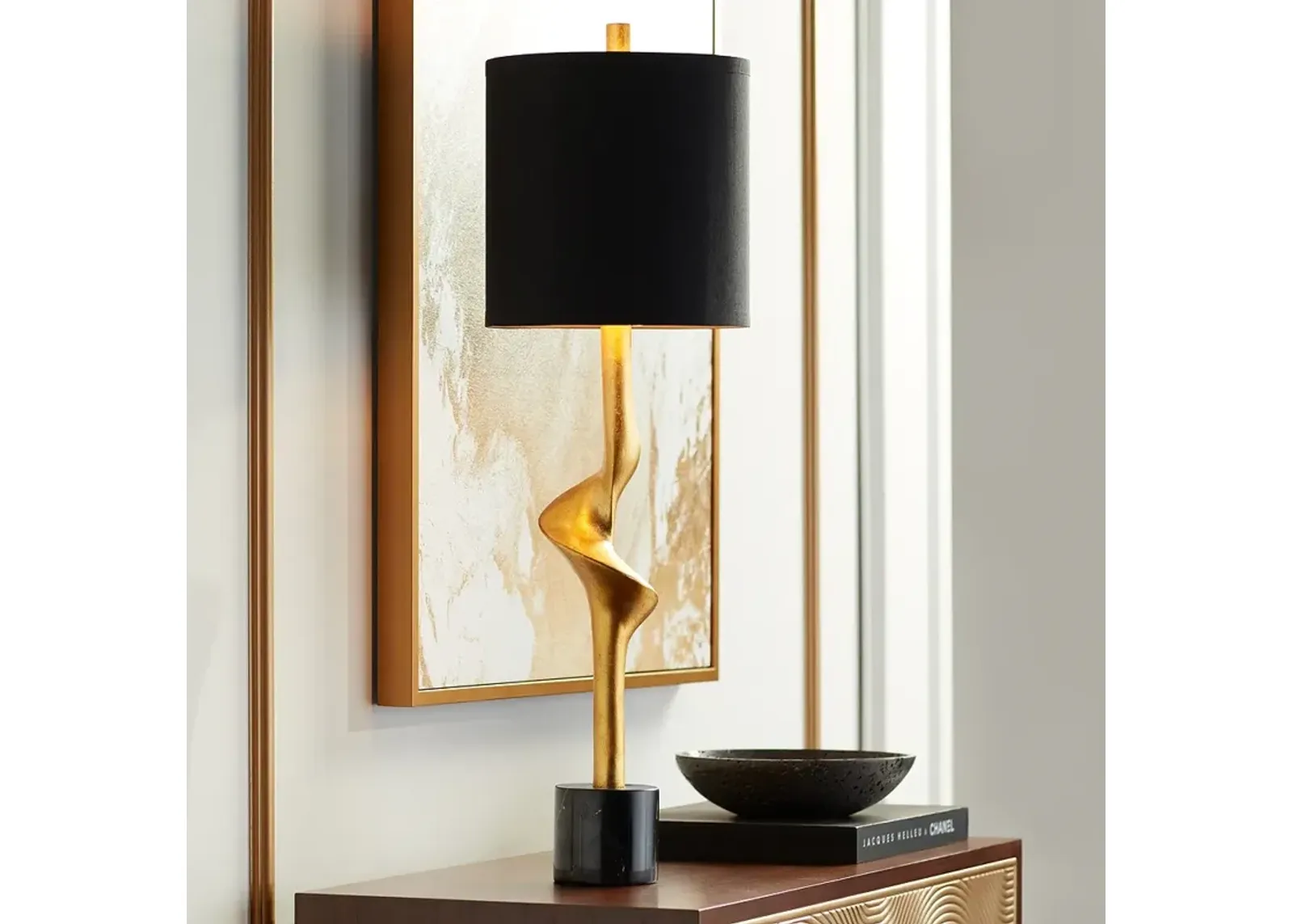 Possini Euro Minerva 32" High Modern Marble and Gold Leaf Table Lamp