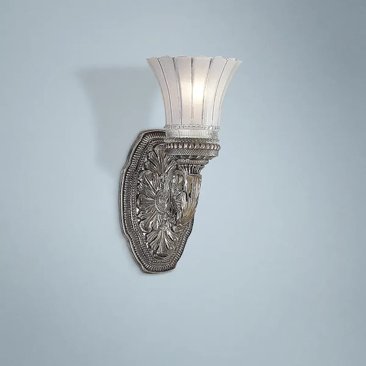 Minka Europa 11 1/4" Traditional Nickel and Etched Glass Wall Sconce