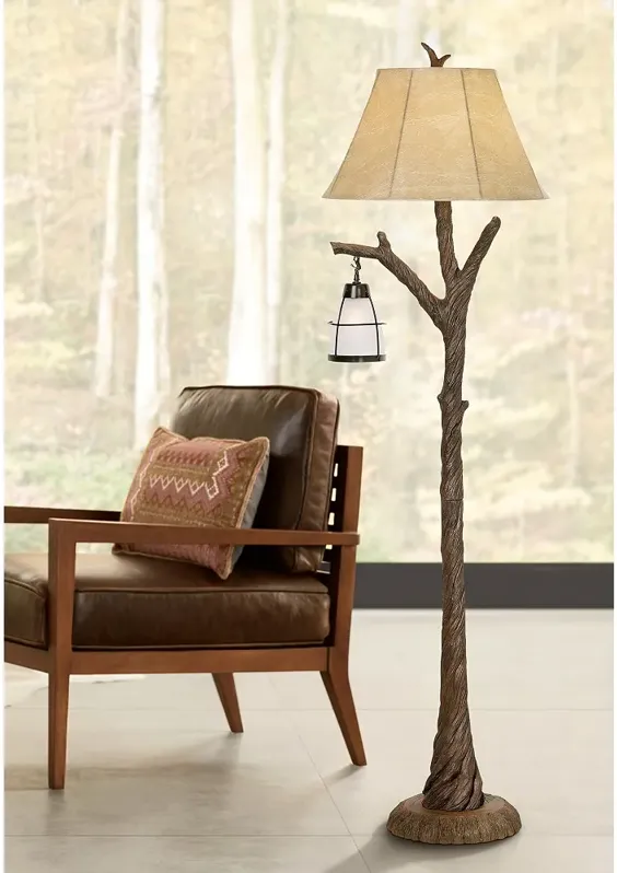 Pacific Coast Lighting 62.5" Tree Trunk Floor Lamp with Night Light