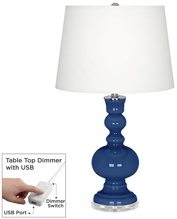 Monaco Blue Apothecary Table Lamp with Dimmer