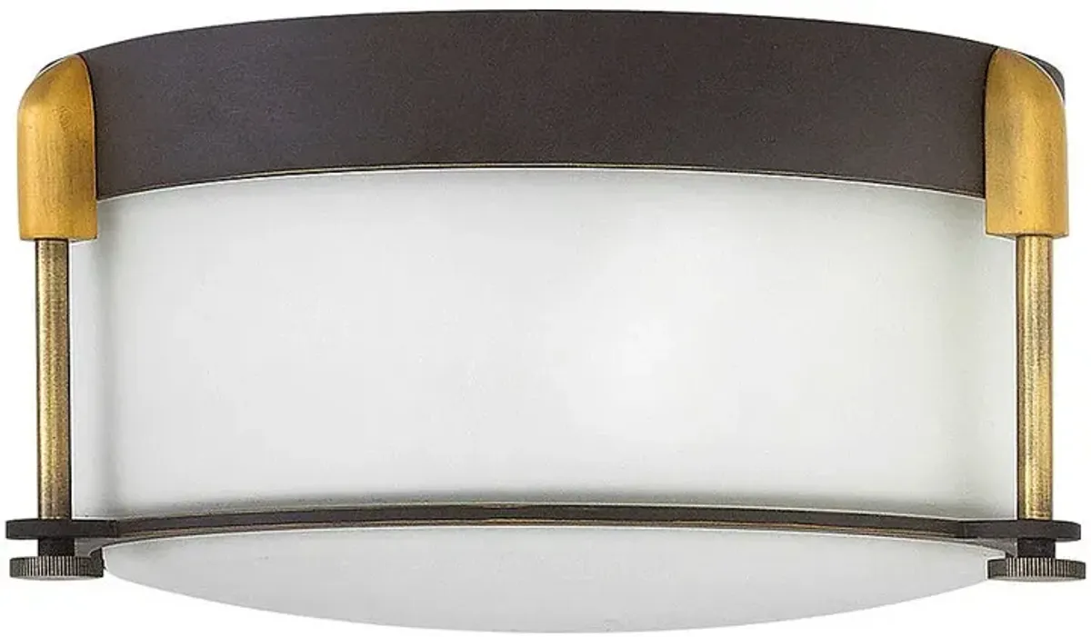 Hinkley Foyer Colbin 12" Bronze-Gold and White Glass Ceiling Light