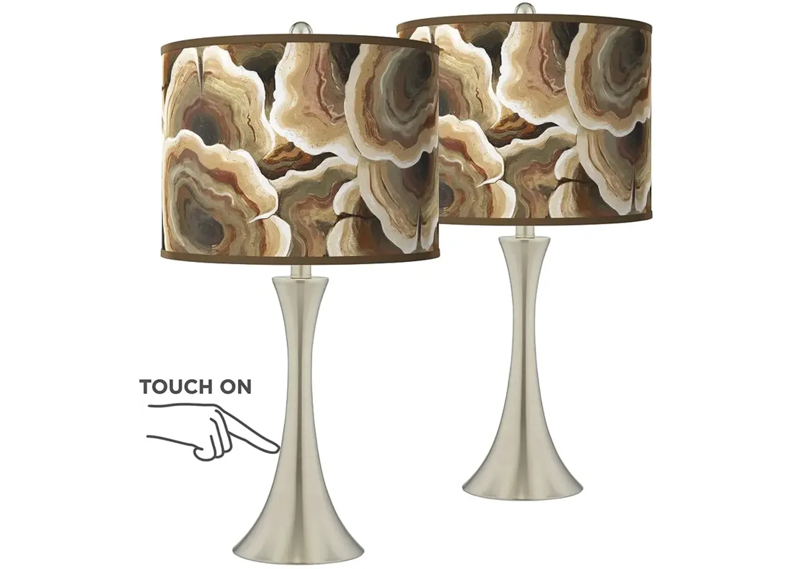 Ruffled Feathers Trish Brushed Nickel Touch Table Lamps Set of 2