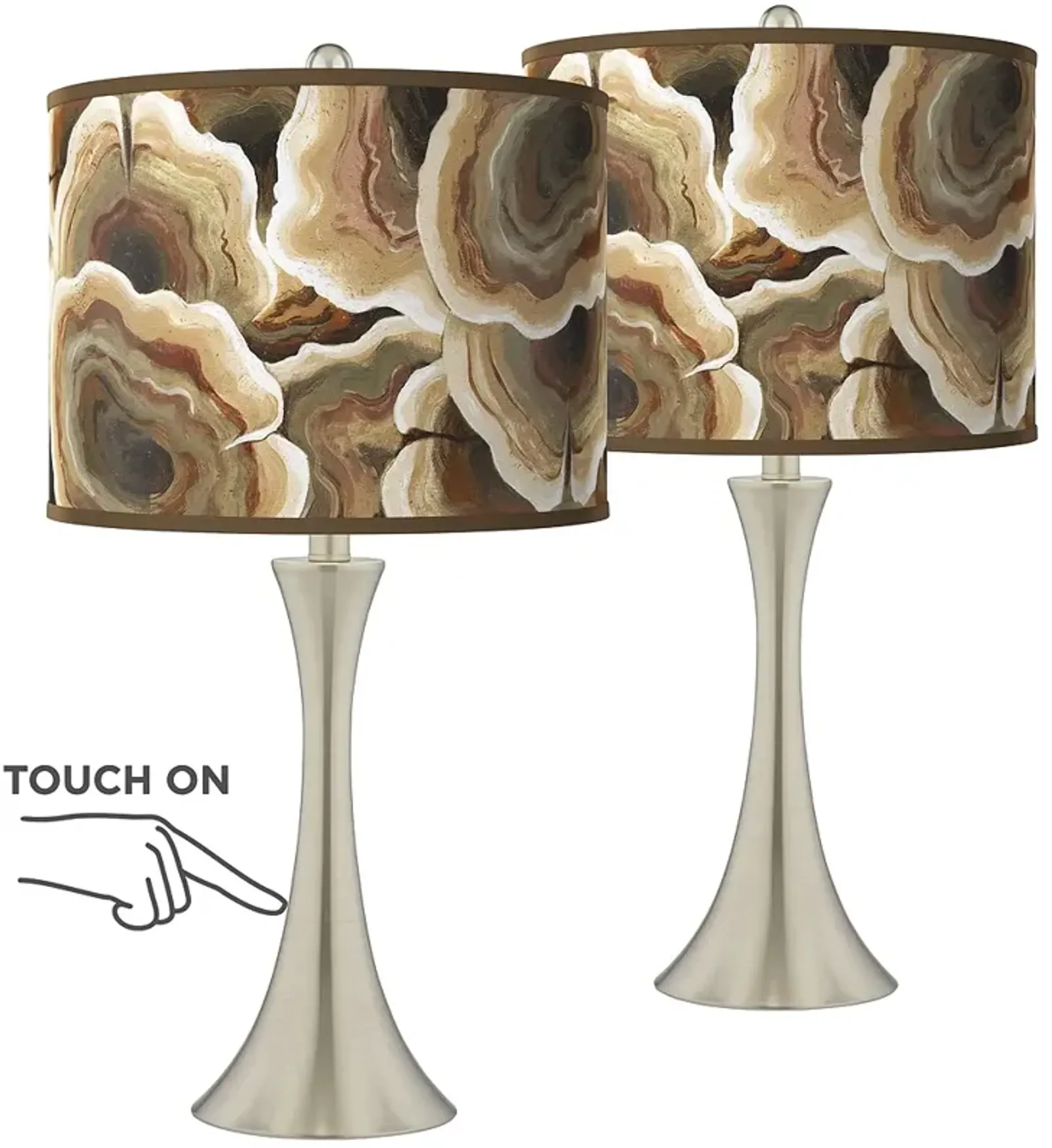 Ruffled Feathers Trish Brushed Nickel Touch Table Lamps Set of 2