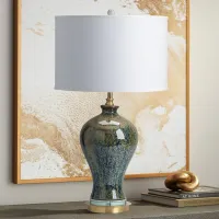 Crestview Collection Draper Emerald Green and Gold Ceramic Urn Table Lamp