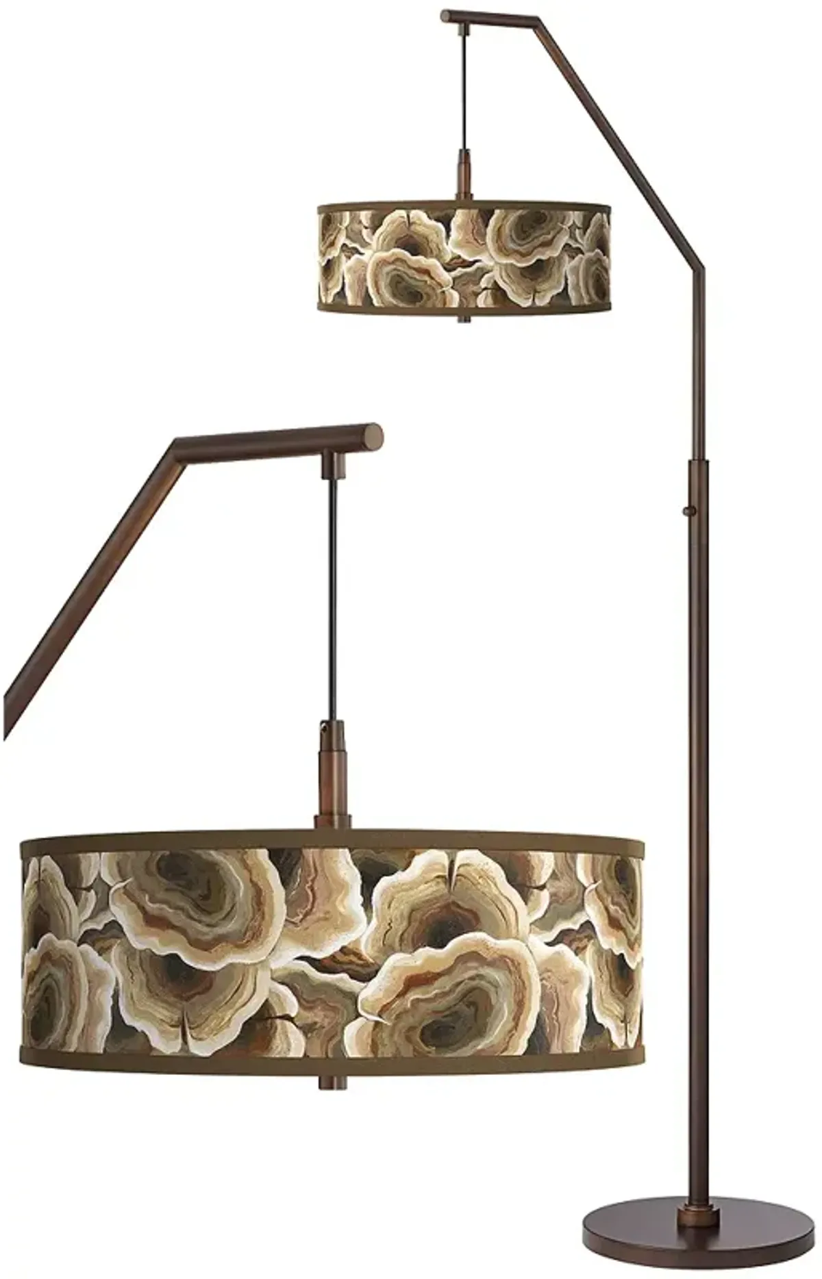 Ruffled Feathers Lamp Shade with Bronze Downbridge Arc Floor Lamp