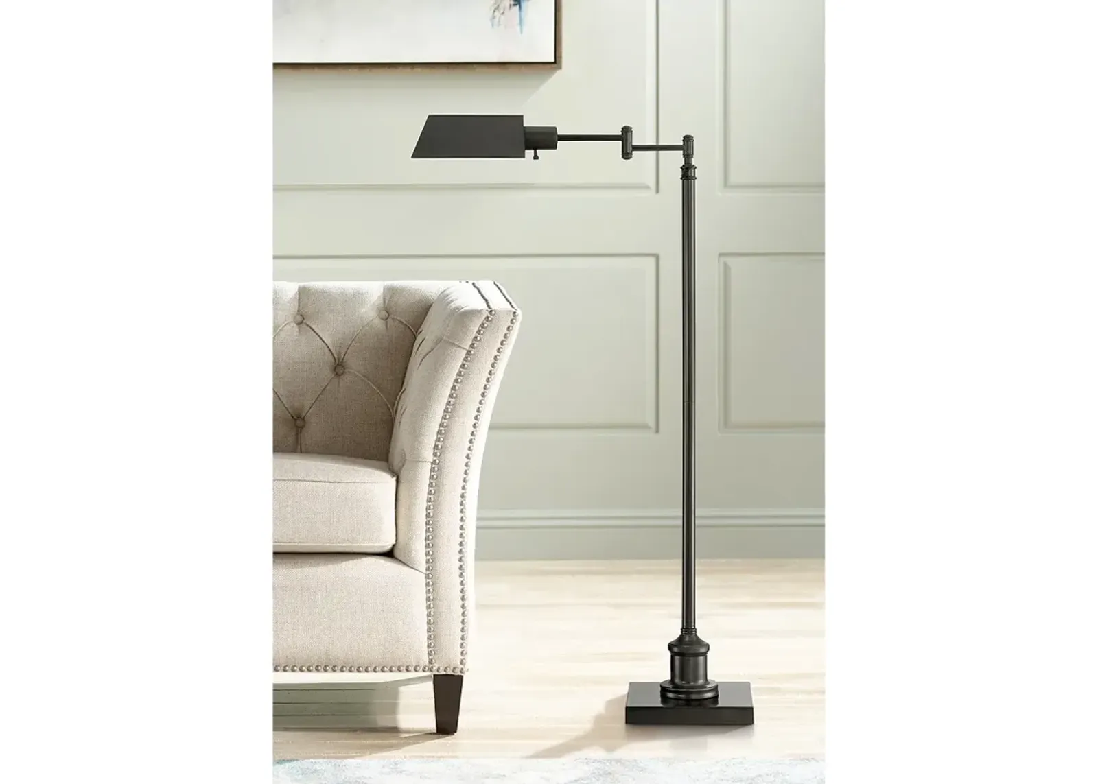 Regency Hill Jenson Adjustable Height Bronze Swing Arm Pharmacy Floor Lamp