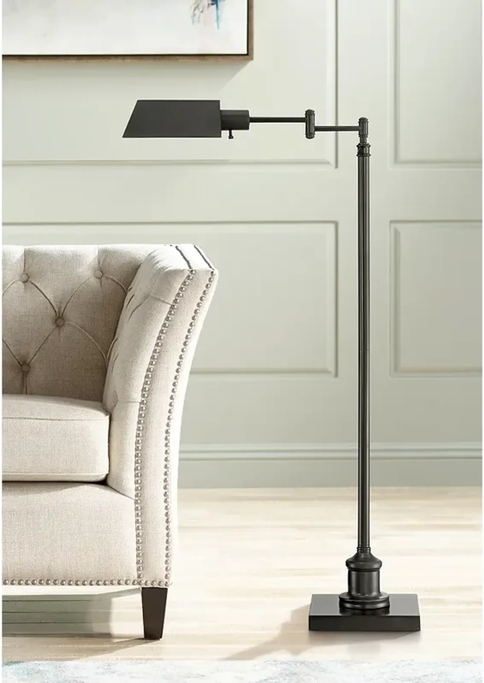 Regency Hill Jenson Adjustable Height Bronze Swing Arm Pharmacy Floor Lamp