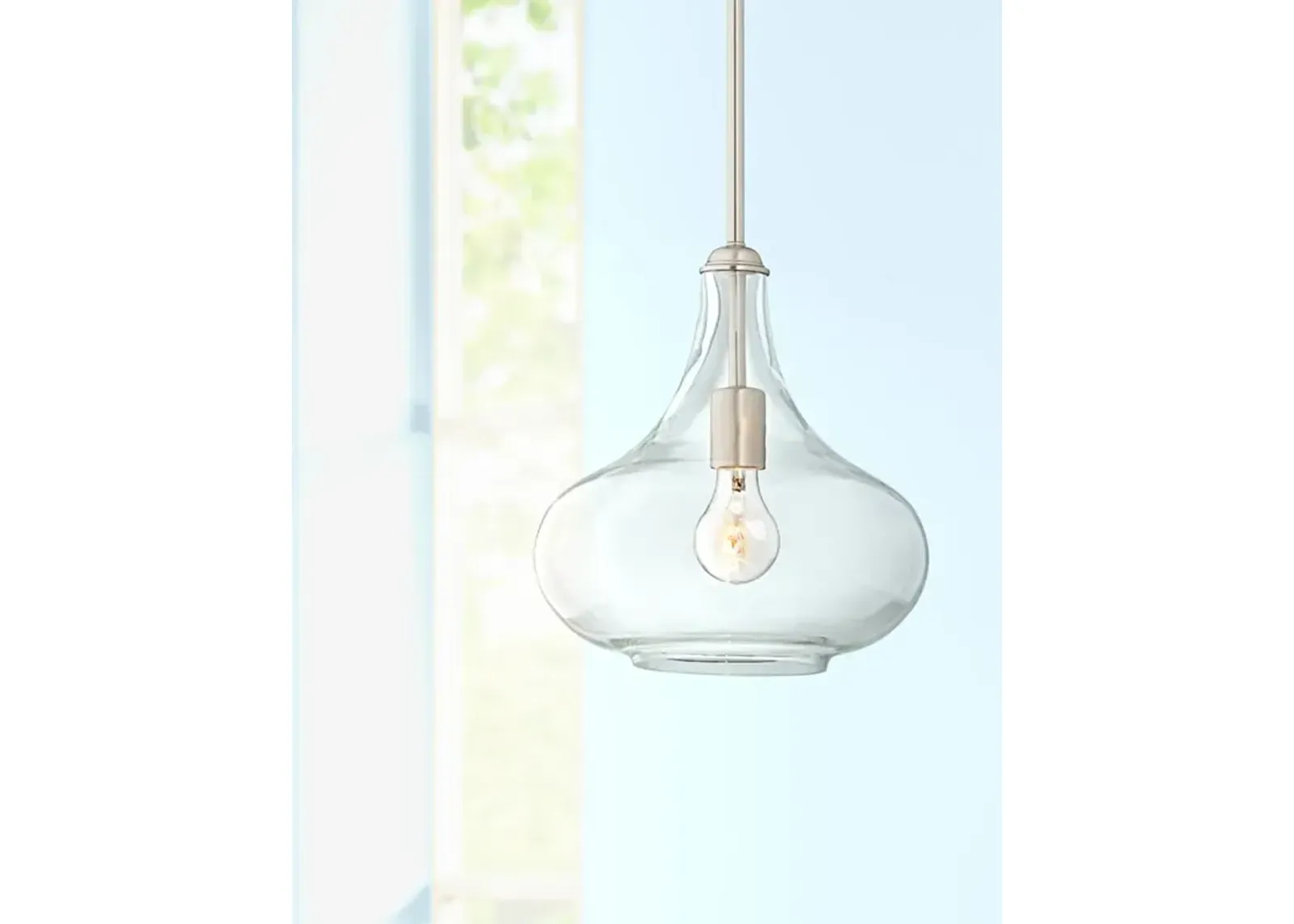 Possini Euro Belford 11" Brushed Nickel Handcrafted Glass Mini Pendant