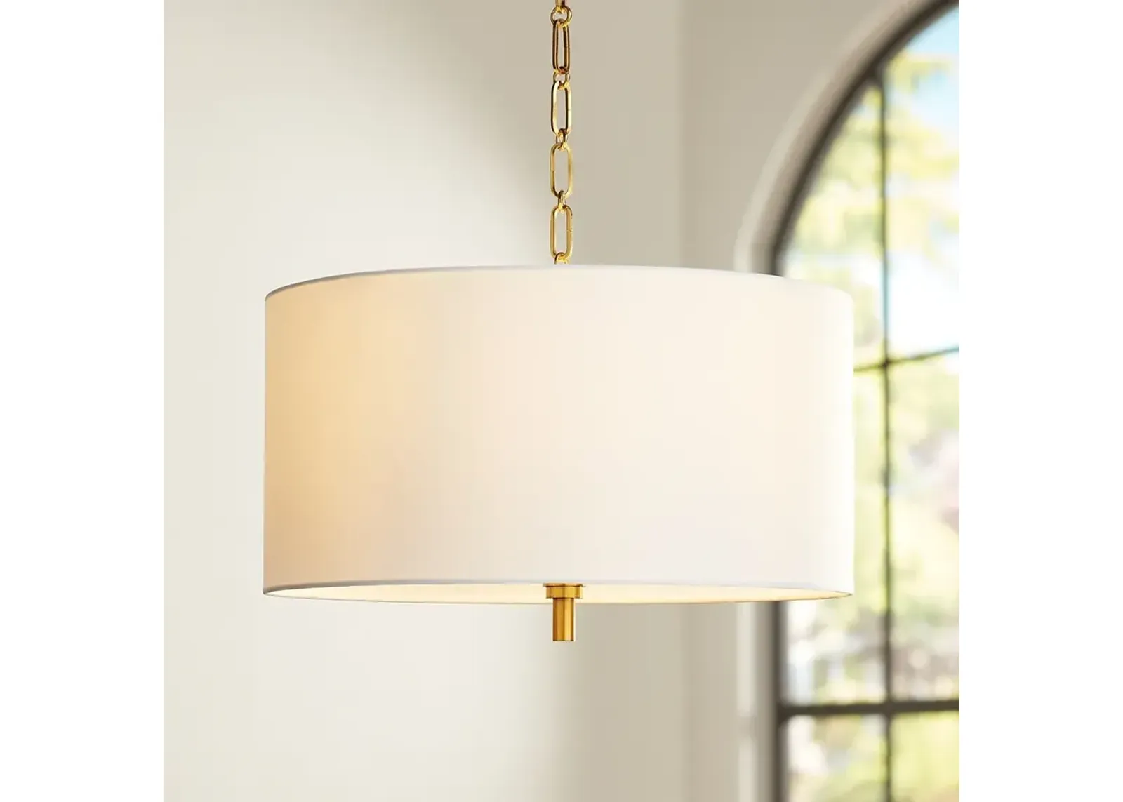 Possini Euro 20" Wide Warm Gold Pendant Light with White Shade