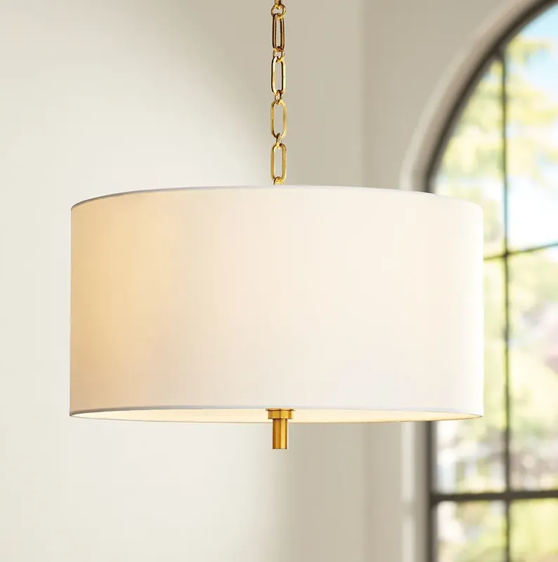 Possini Euro 20" Wide Warm Gold Pendant Light with White Shade