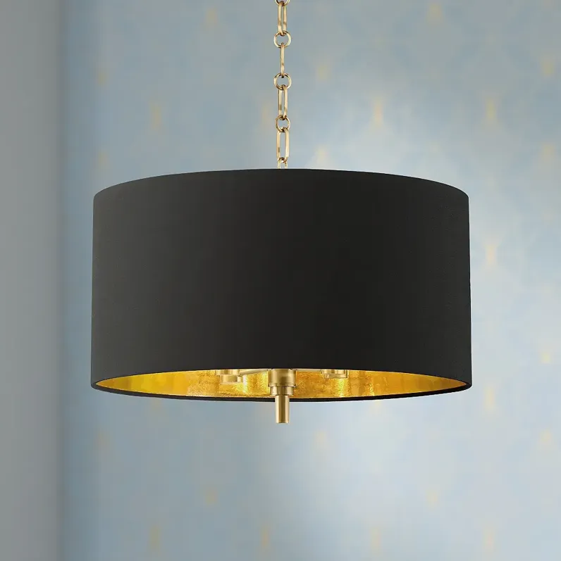 Possini Euro 20" Wide Black Shade Warm Gold Drum Pendant Light