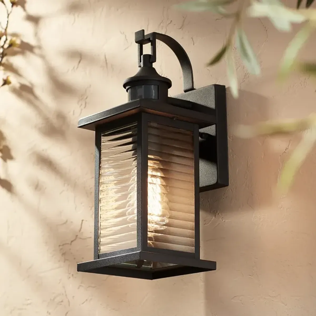 John Timberland Cameron 13 3/4" Black Motion Sensor Outdoor Wall Light