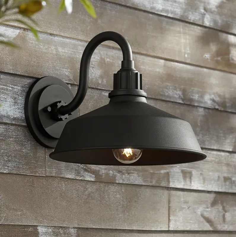 Franklin Iron Arnett 10 1/2" Textured Black Outdoor Barn Wall Light