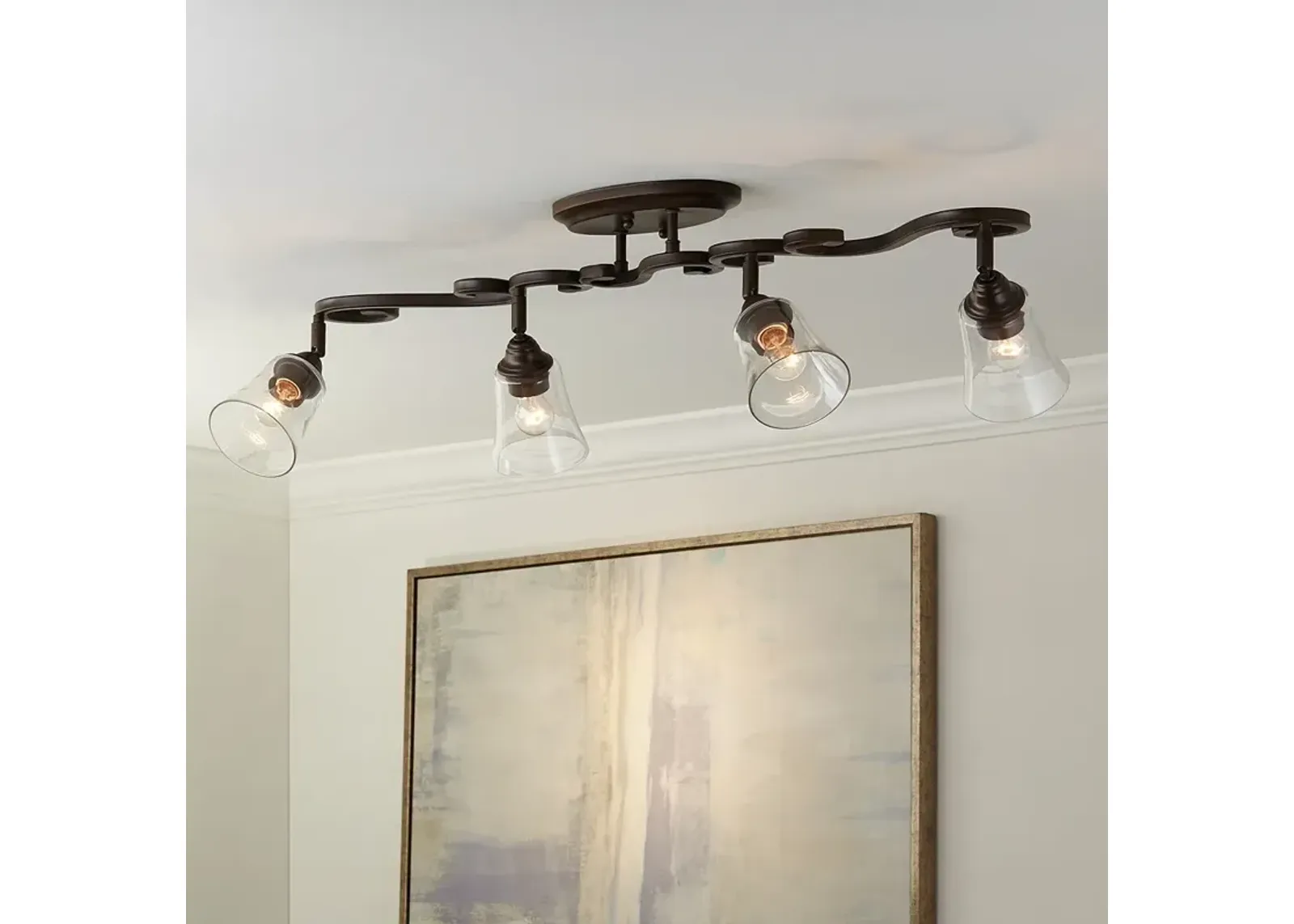 Pro Track Myrna 43 1/2" 4-Light Bronze Scroll Track Ceiling Fixture