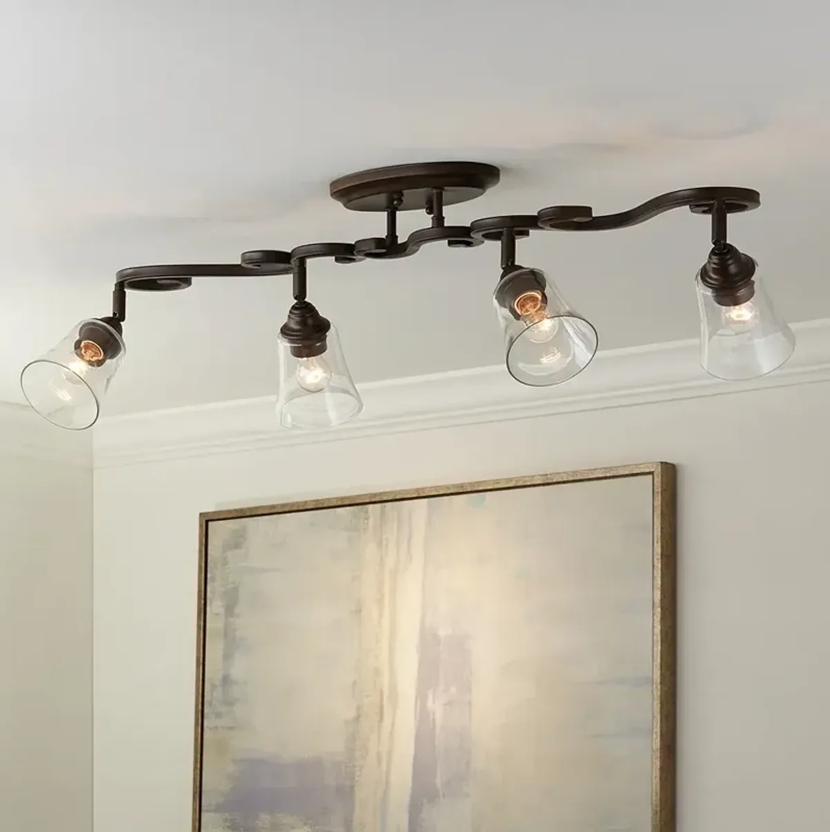 Pro Track Myrna 43 1/2" 4-Light Bronze Scroll Track Ceiling Fixture