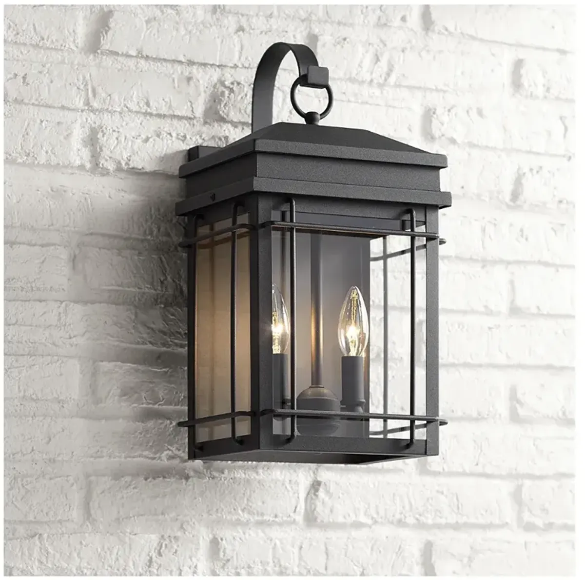 John Timberland Rotherfield 17" High Textured Black Outdoor Wall Light