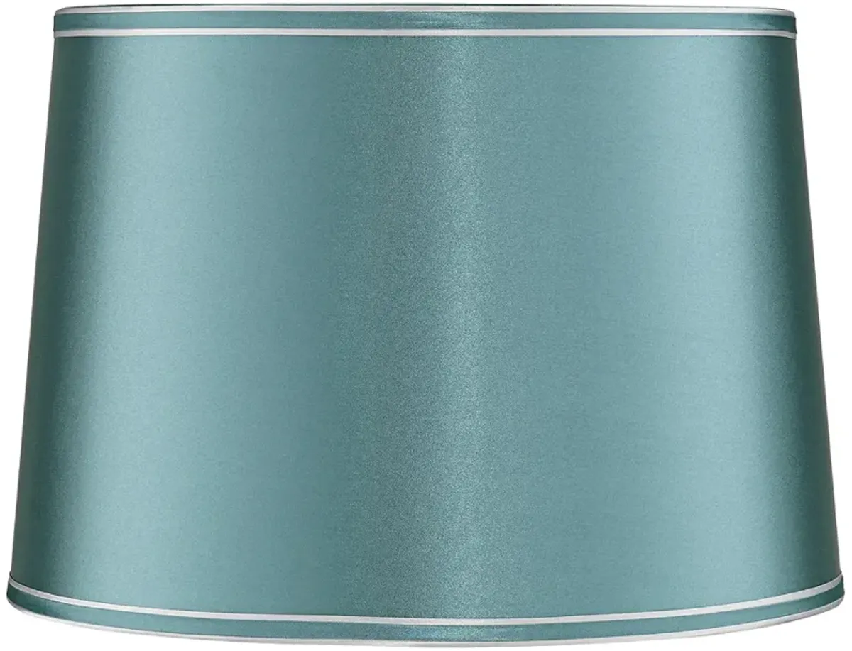 Springcrest Sydnee Soft Teal Silver Trim Drum Lamp Shade 14x16x11 (Spider)