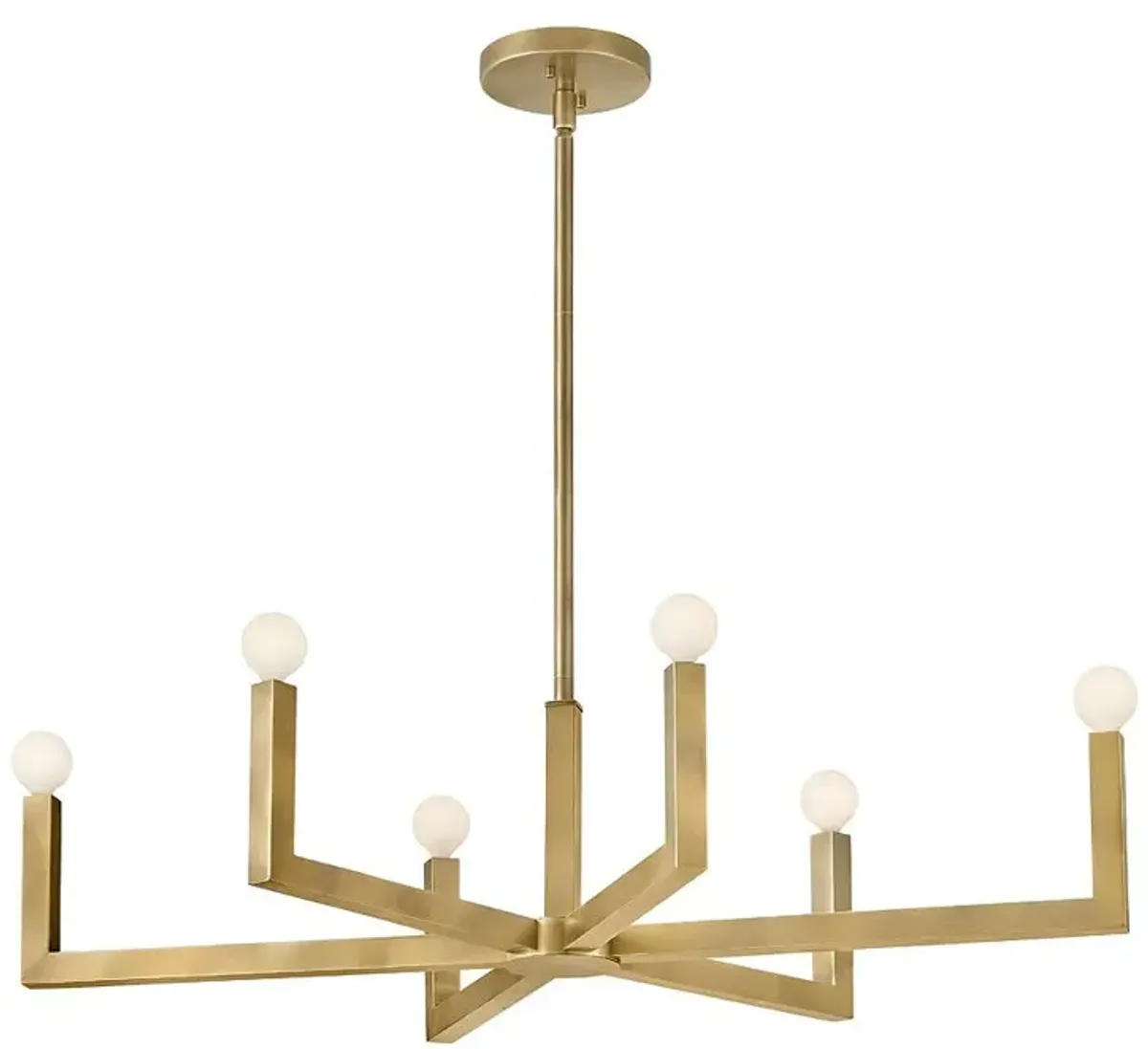 Hinkley Chandelier Ezra Small Six Light Linear 36" Heritage Brass