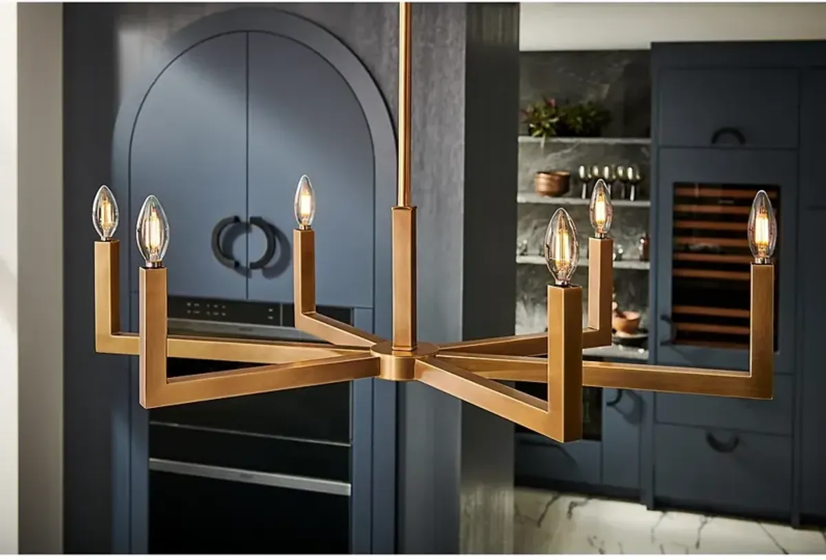 Hinkley Ezra 36"W Heritage Brass 6-Light Linear Chandelier