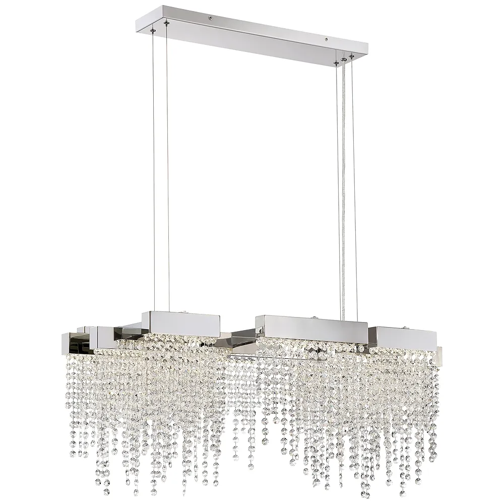 Crystal LED Nickel Island Chandelier