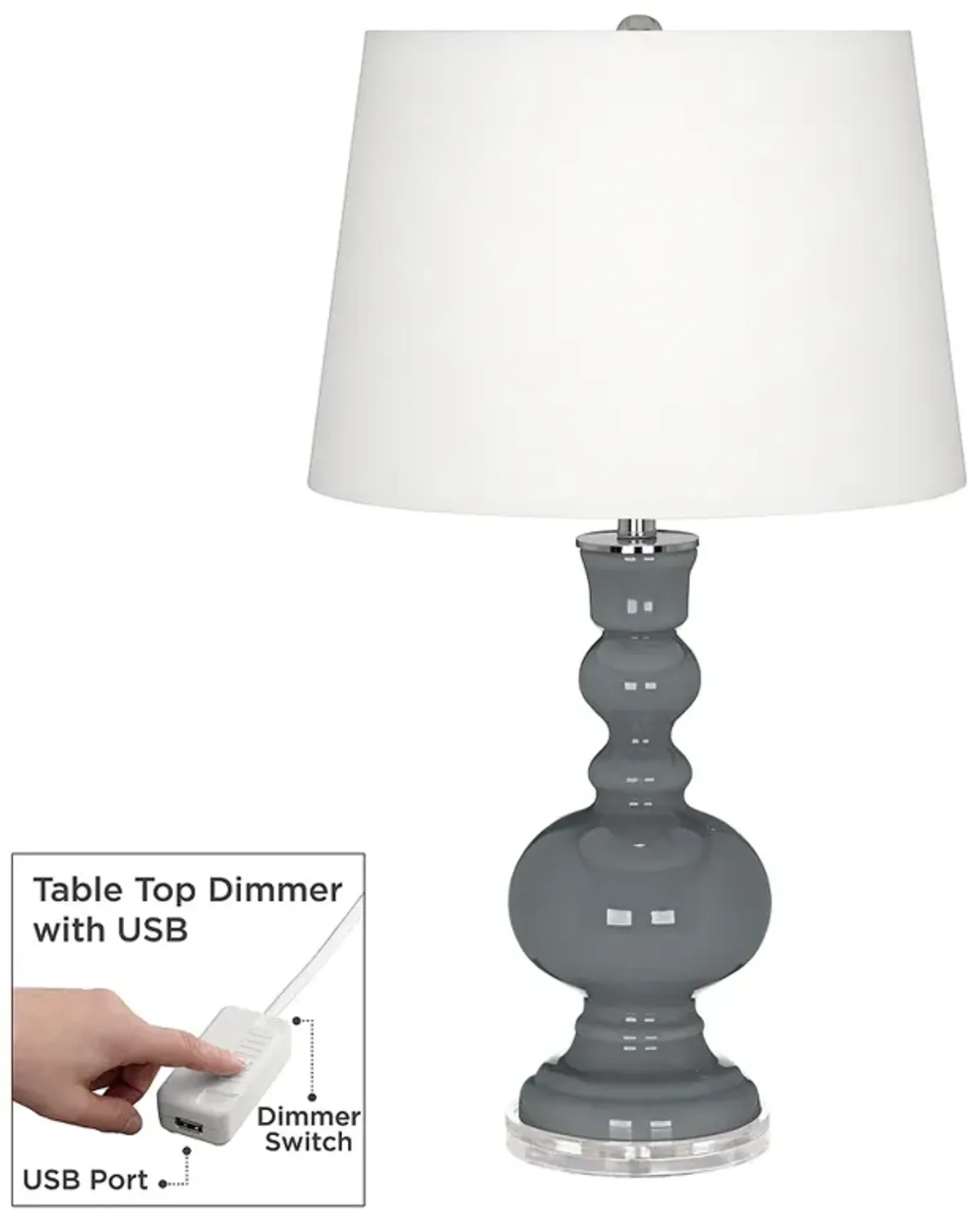 Color Plus Apothecary 30" Software Gray Table Lamp with USB Dimmer