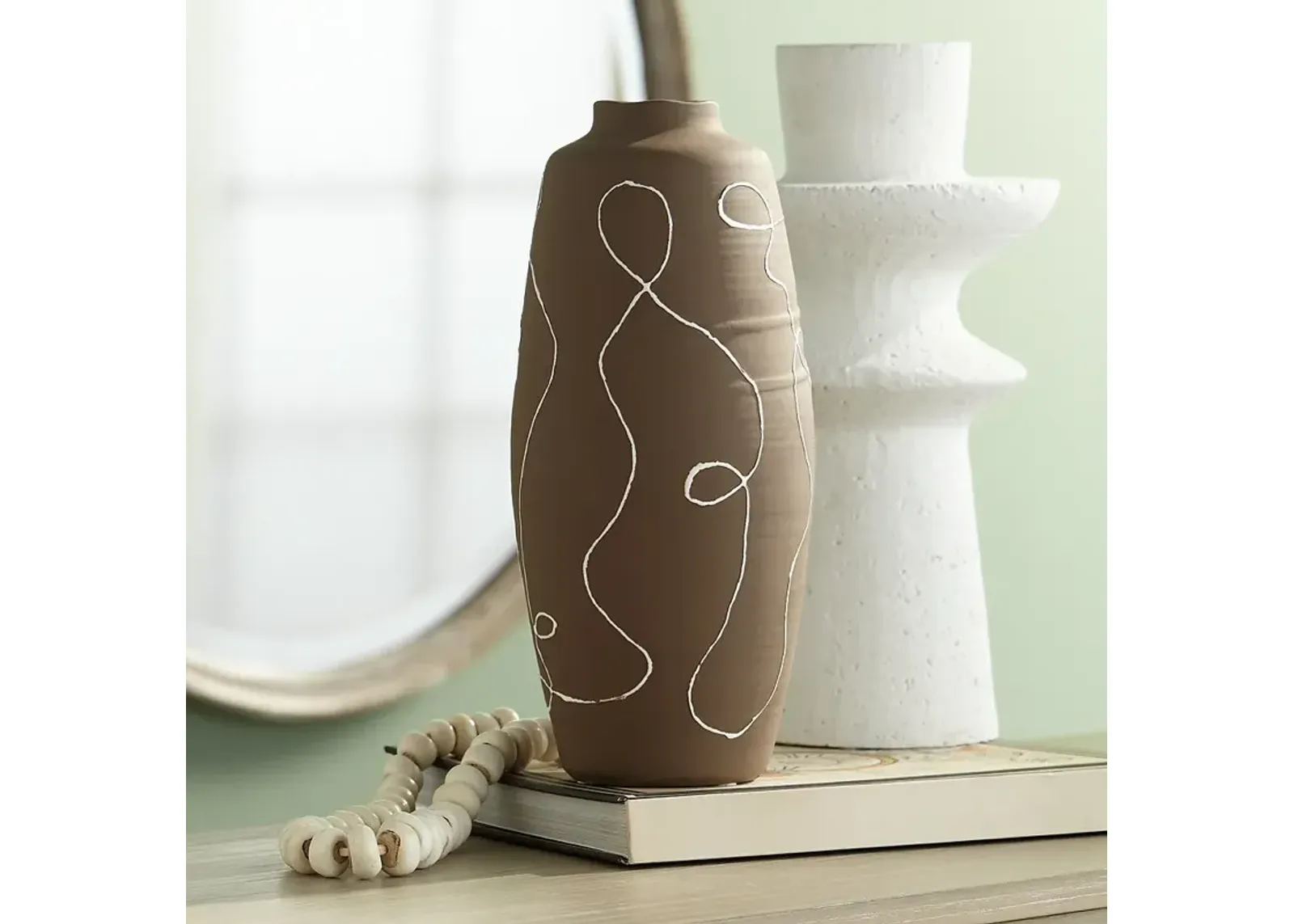 Zulu 13" High Matte Brown Decorative Vase