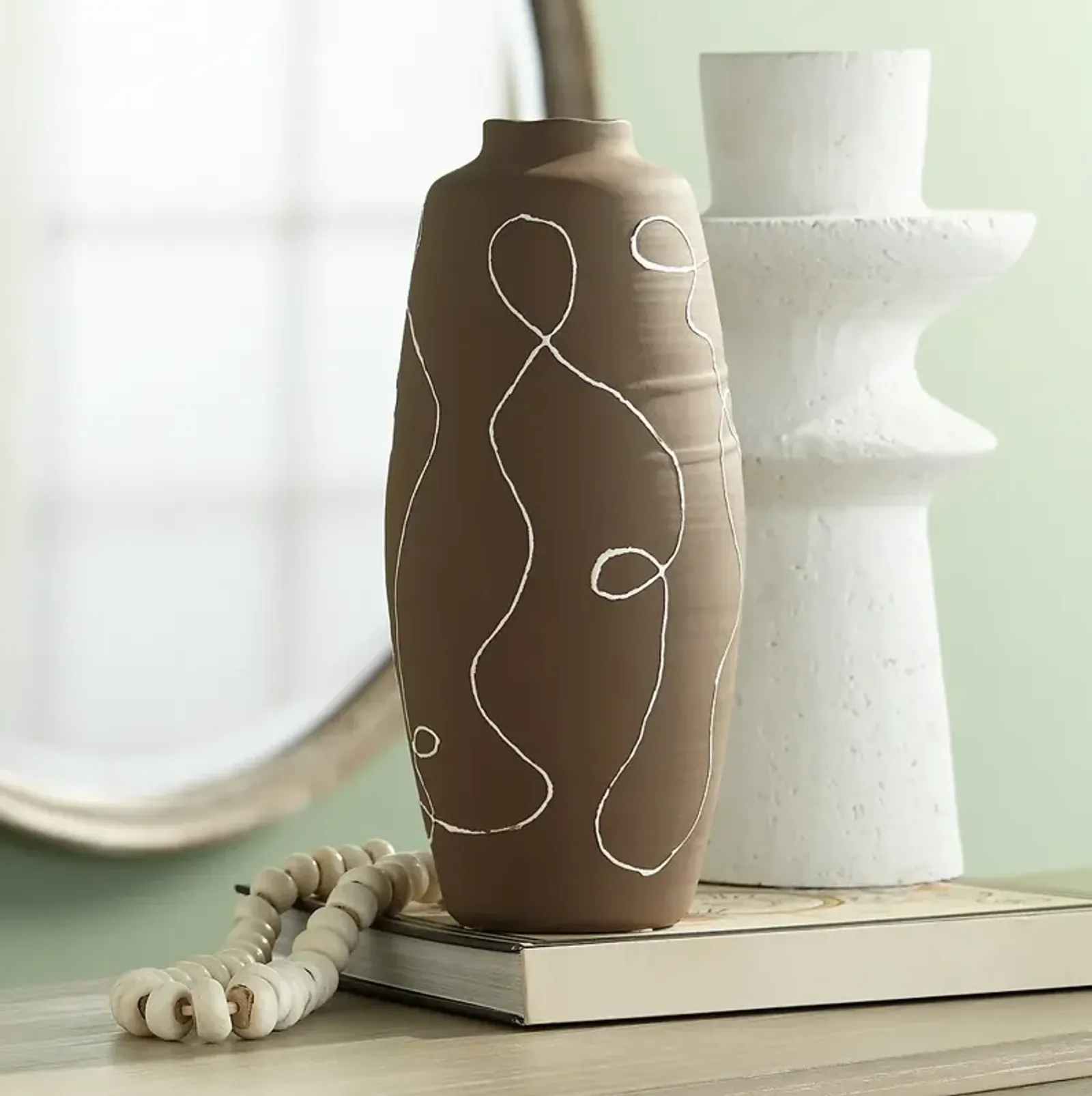 Zulu 13" High Matte Brown Decorative Vase