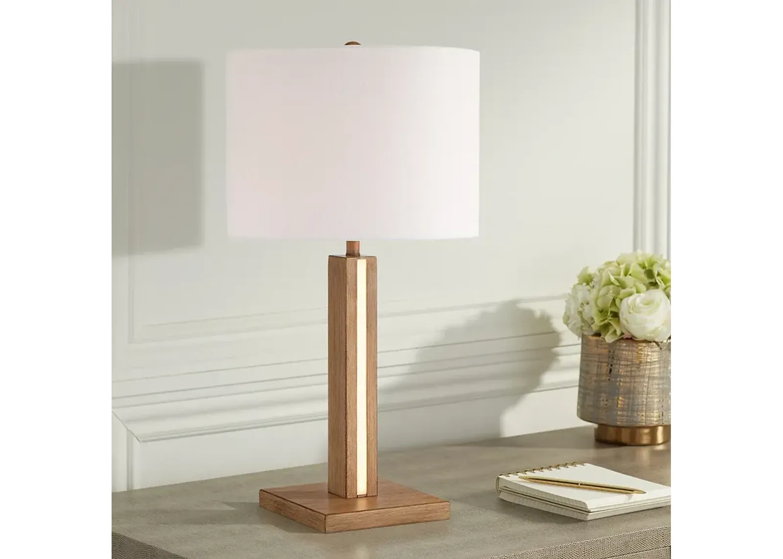 Possini Euro Brookline 26 1/2" High Wood LED Night Light Table Lamp