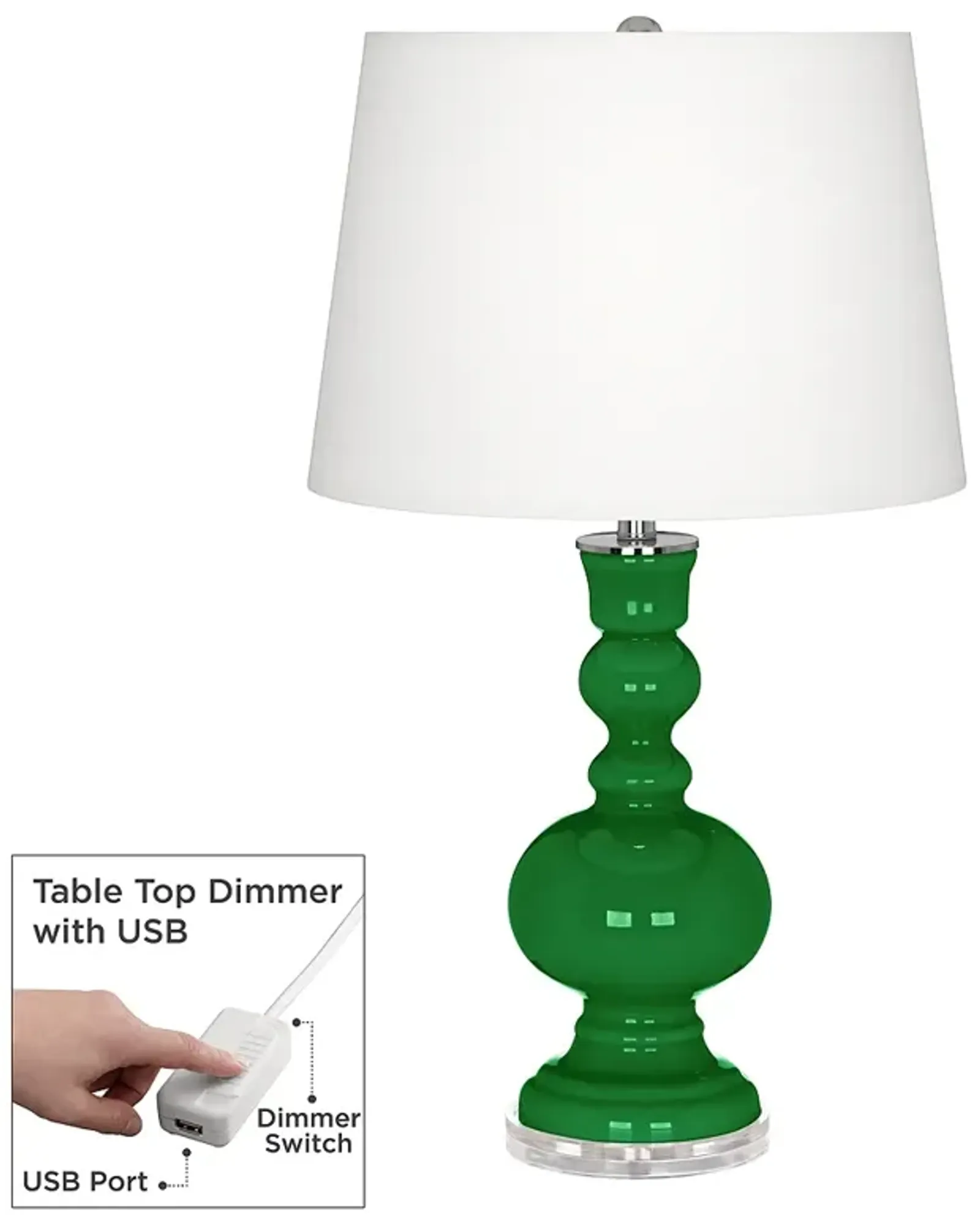 Color Plus Apothecary 30" Envy Green Table Lamp with USB Dimmer