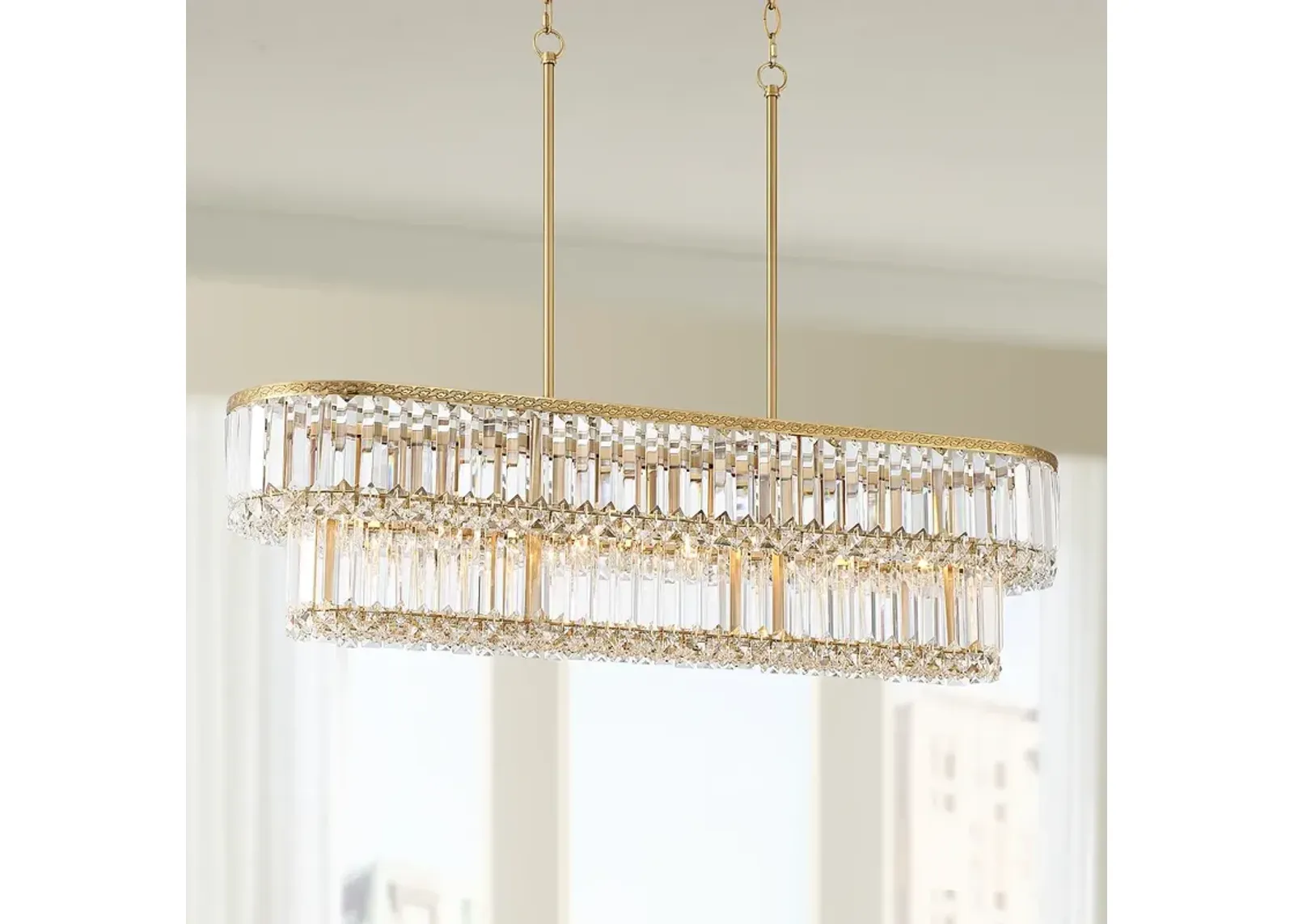 Stiffel Ella 38 3/4" Wide Soft Gold Crystal Island Pendant Light