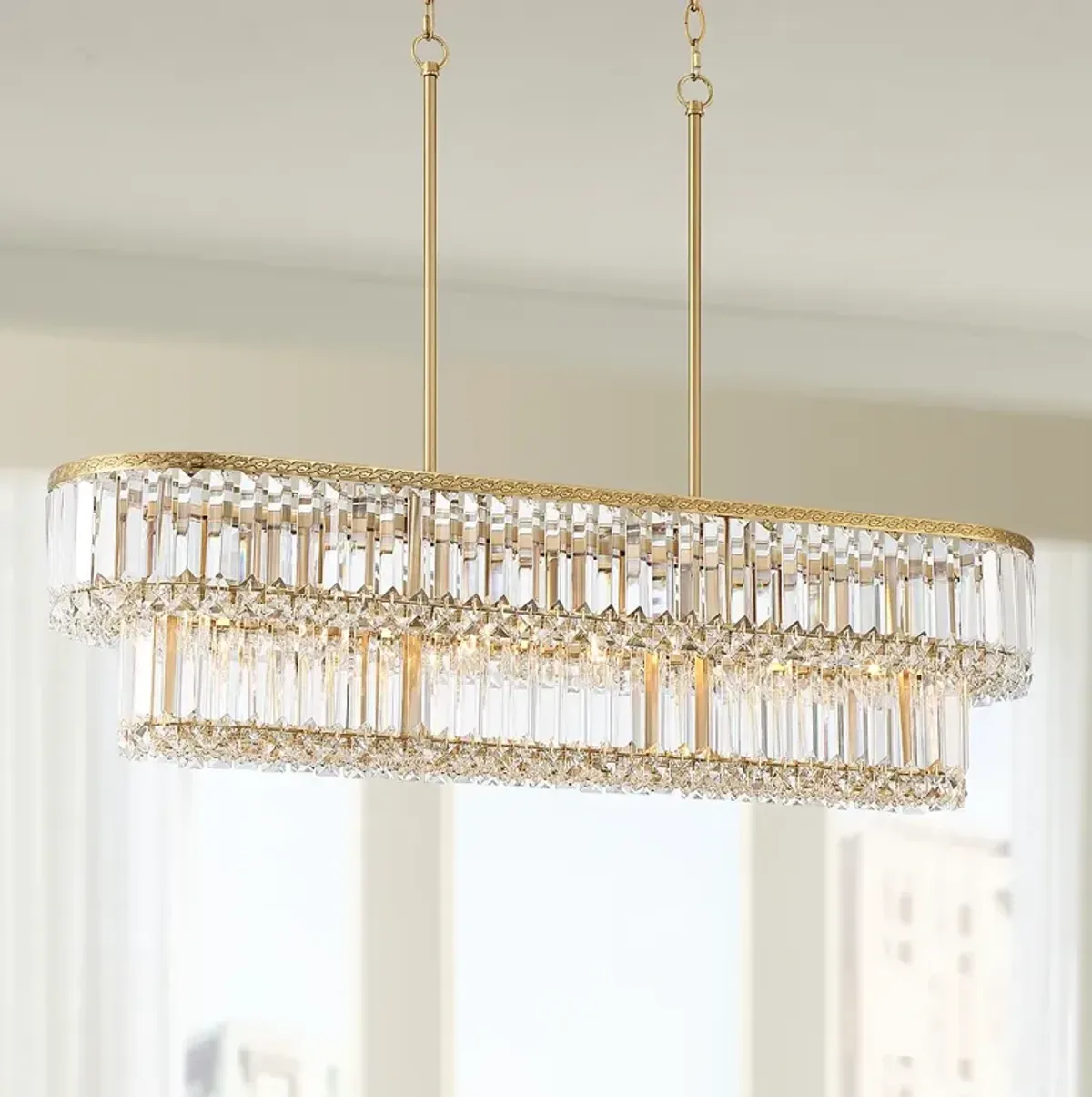 Stiffel Ella 38 3/4" Wide Soft Gold Crystal Island Pendant Light