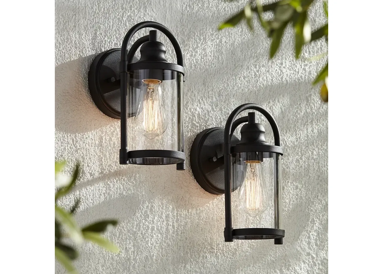 Avani 10 1/4" High Black Outdoor Wall Light Set of 2