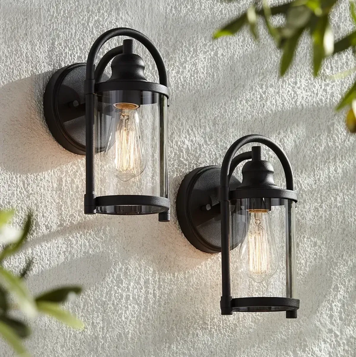 Avani 10 1/4" High Black Outdoor Wall Light Set of 2