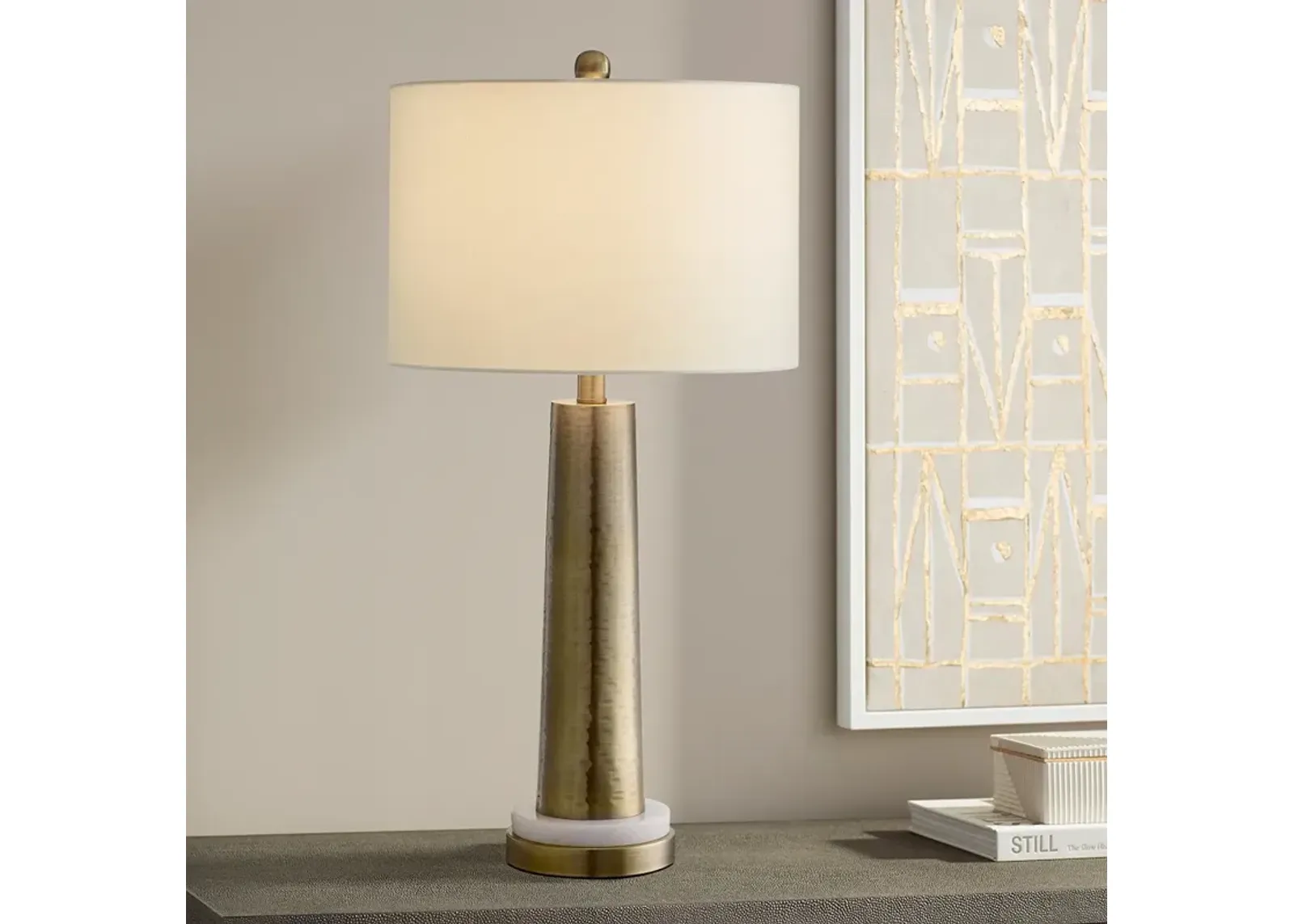 Possini Euro Bradley 27" High Marble and Brass Modern Table Lamp