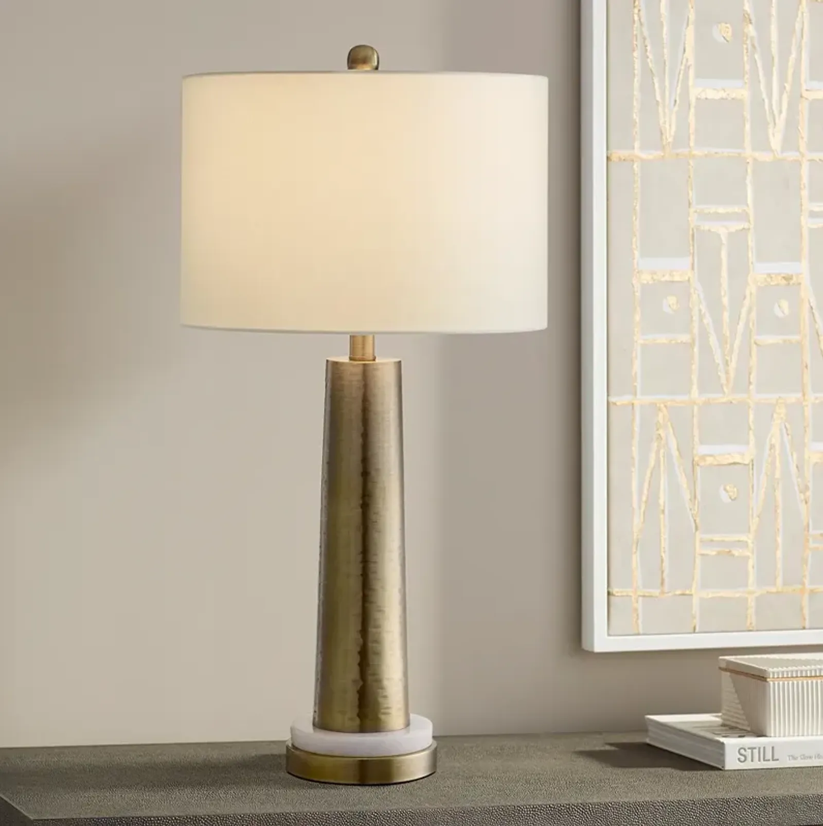 Possini Euro Bradley 27" High Marble and Brass Modern Table Lamp