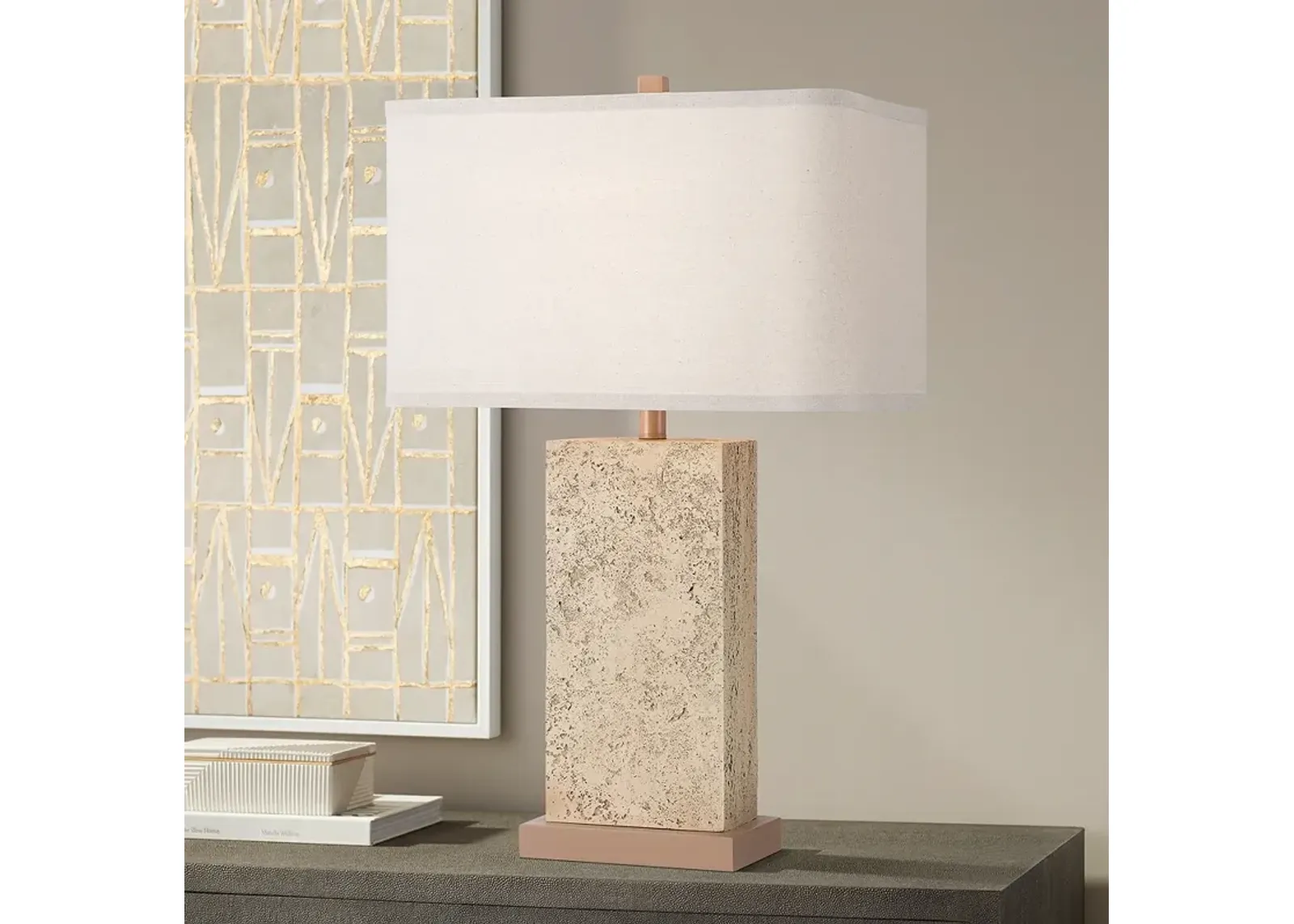 Possini Euro Travertine 31 1/2" High Faux Marble Modern Table Lamp