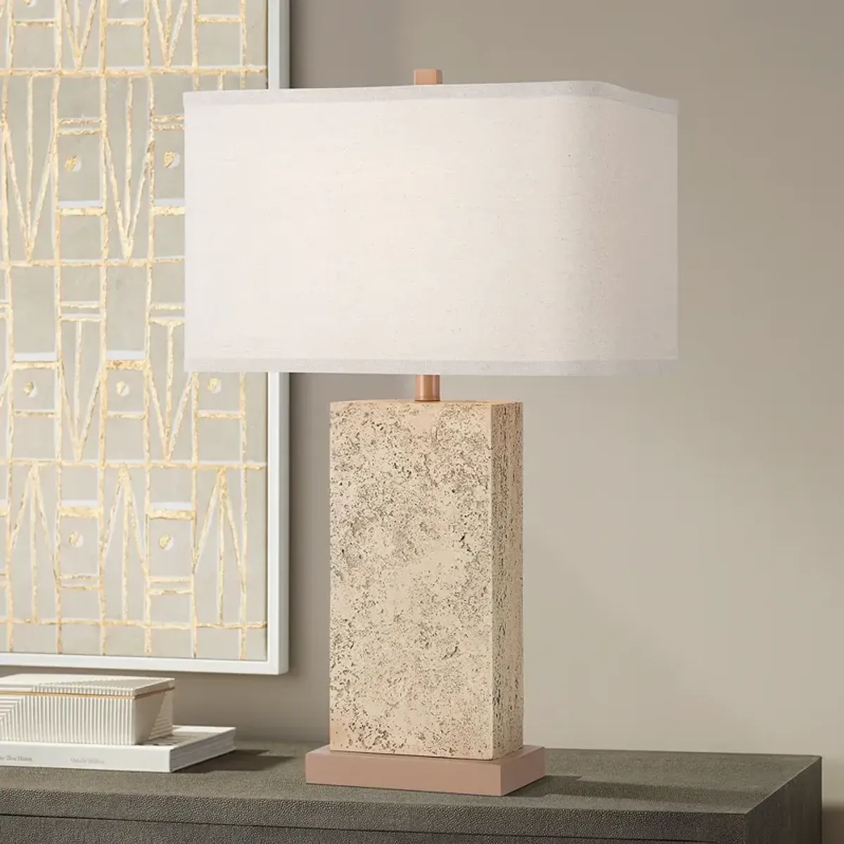 Possini Euro Travertine 31 1/2" High Faux Marble Modern Table Lamp