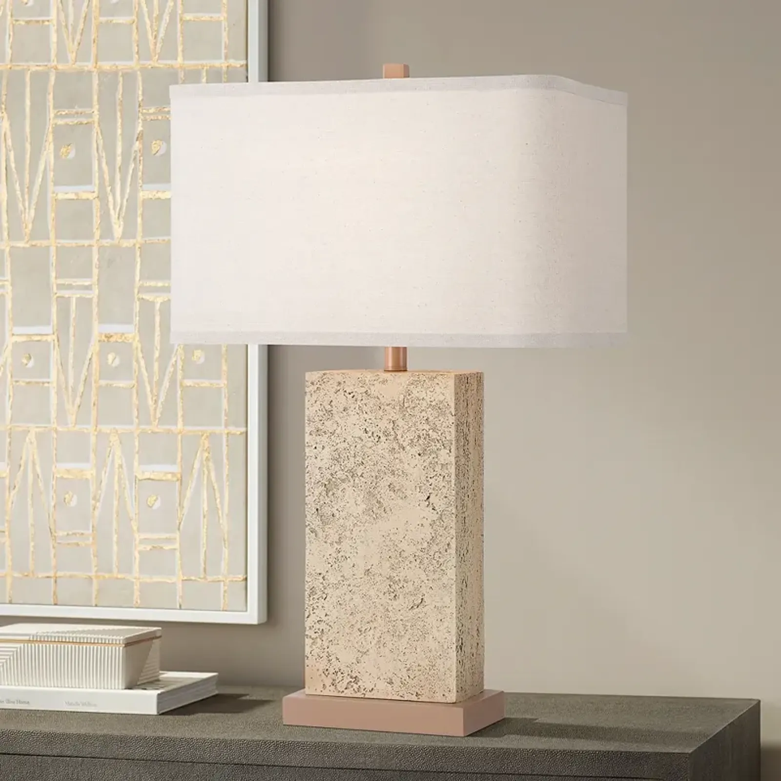 Possini Euro Travertine 31 1/2" High Faux Marble Modern Table Lamp