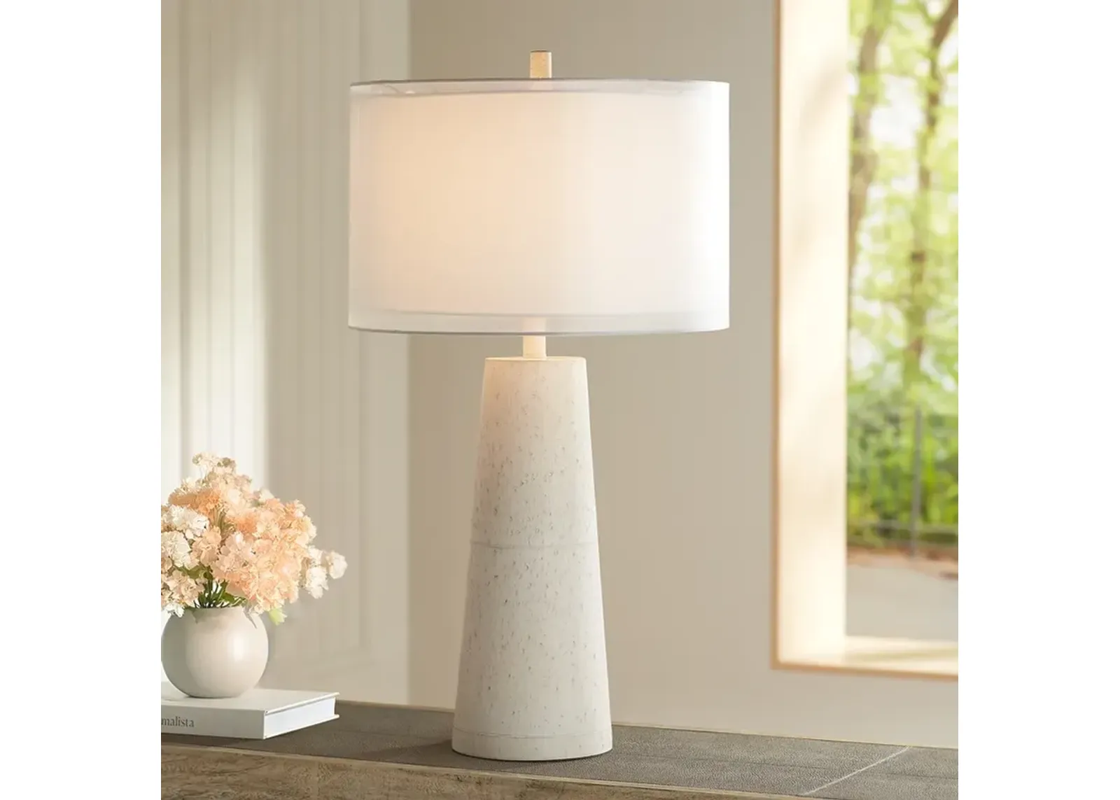 Possini Euro Travertine 31 1/2" High Faux Marble Modern Table Lamp