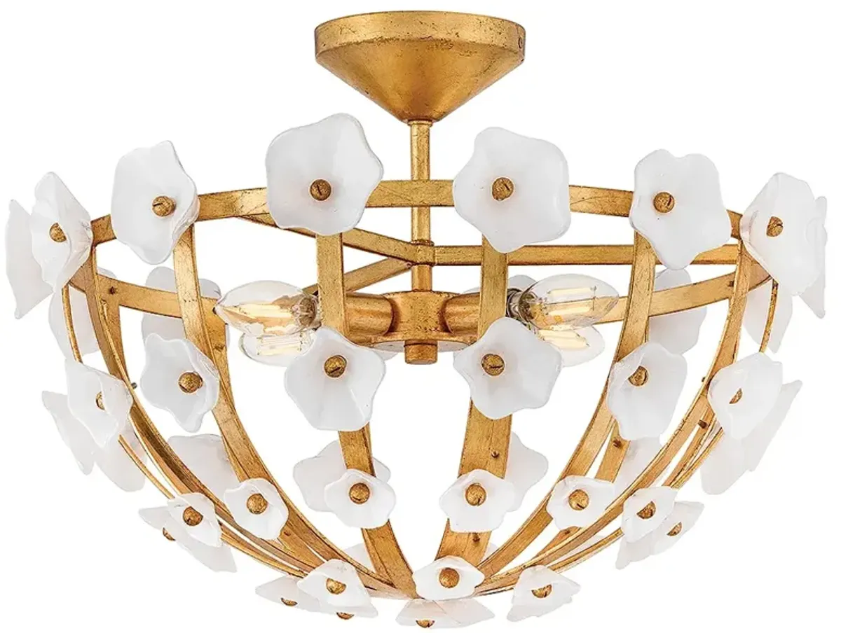 Fredrick Ramond Interior Azalea Medium Semi-Flush 20.25" Distressed Br