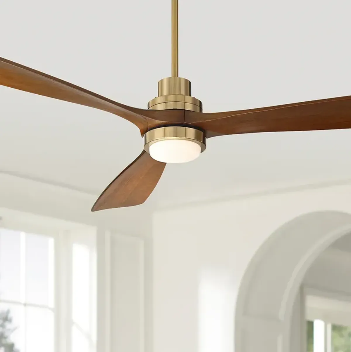 66" Casa Delta DC XL Soft Brass LED Ceiling Fan with Remote