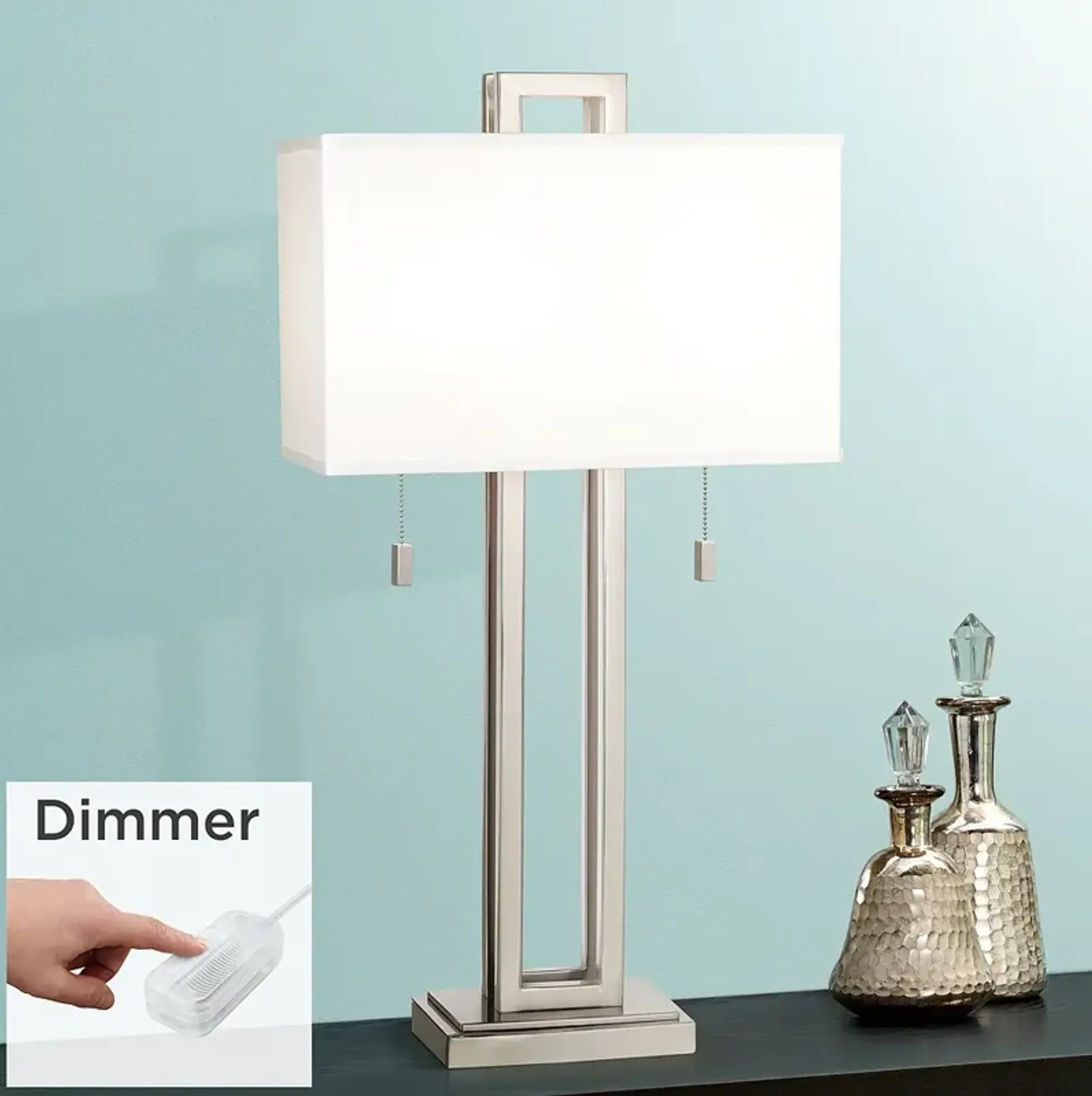 Possini Euro Megan 30" Brushed Nickel Table Lamp with Dimmer