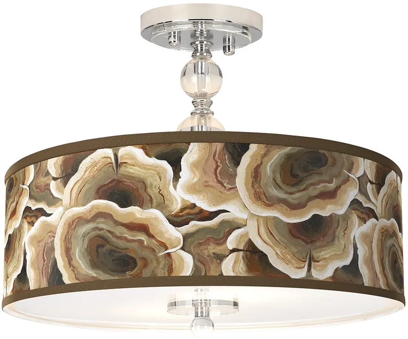Ruffled Feathers Giclee 16" Wide Semi-Flush Ceiling Light