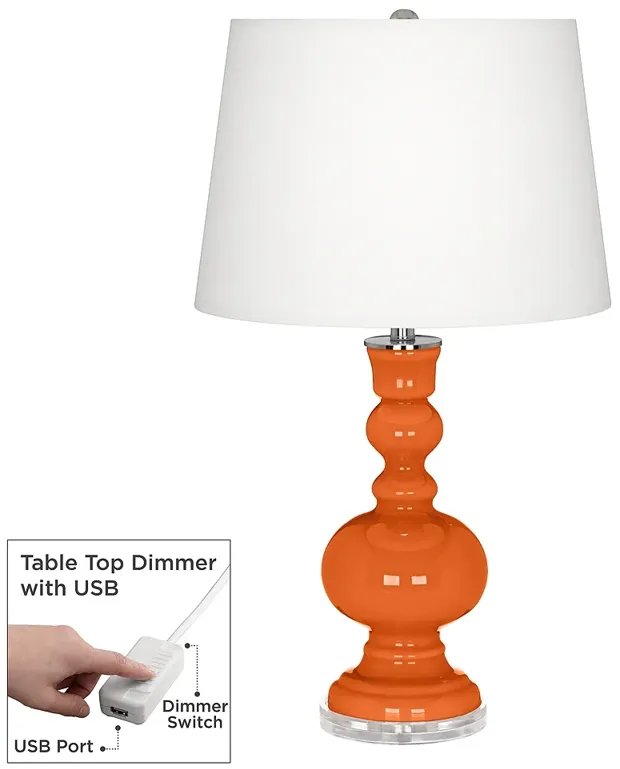 Color Plus Apothecary 30" Invigorate Orange Table Lamp with USB Dimmer