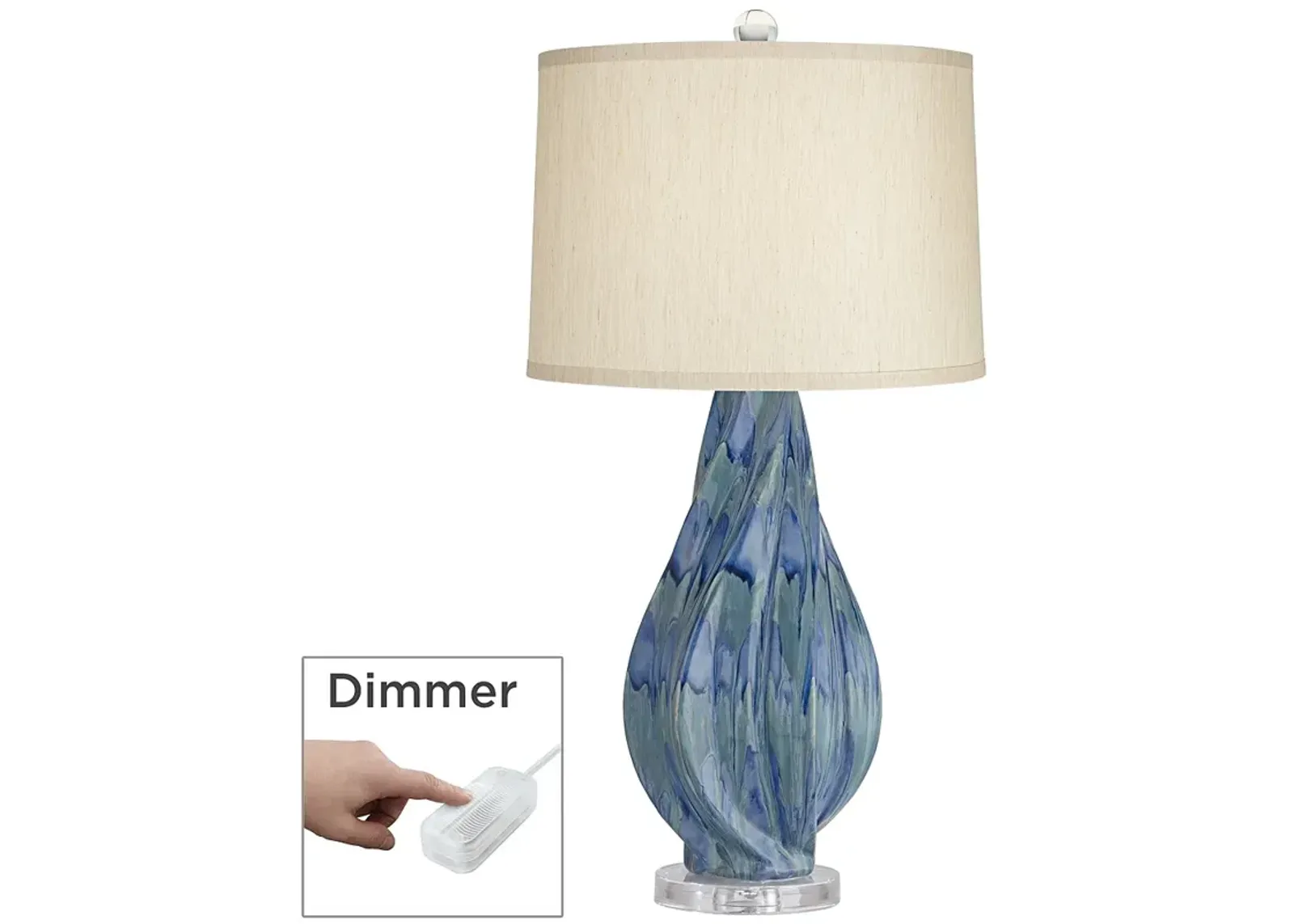 Possini Euro Teresa 31" Teal Drip Ceramic Table Lamp with Dimmer