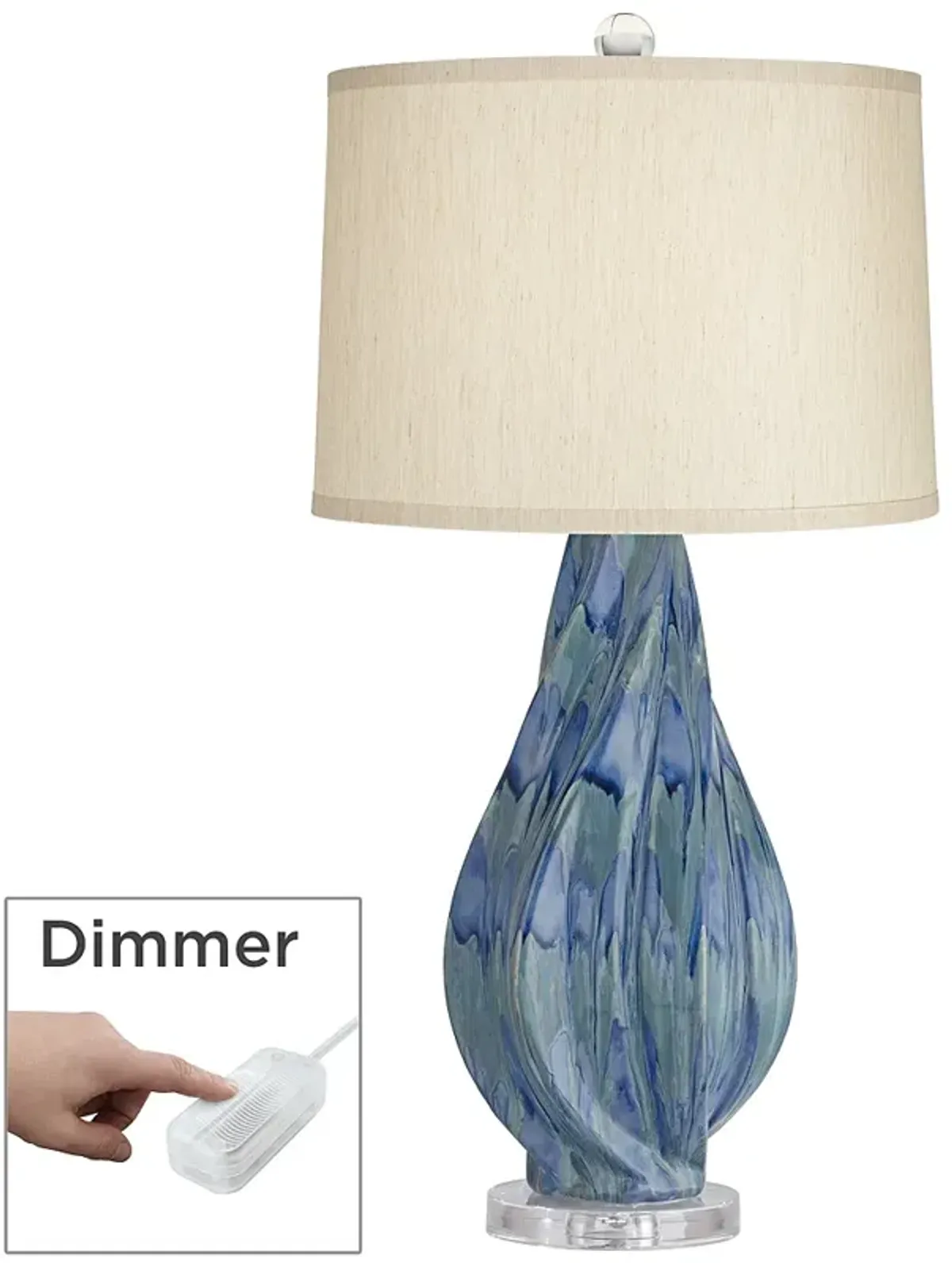 Possini Euro Teresa 31" Teal Drip Ceramic Table Lamp with Dimmer