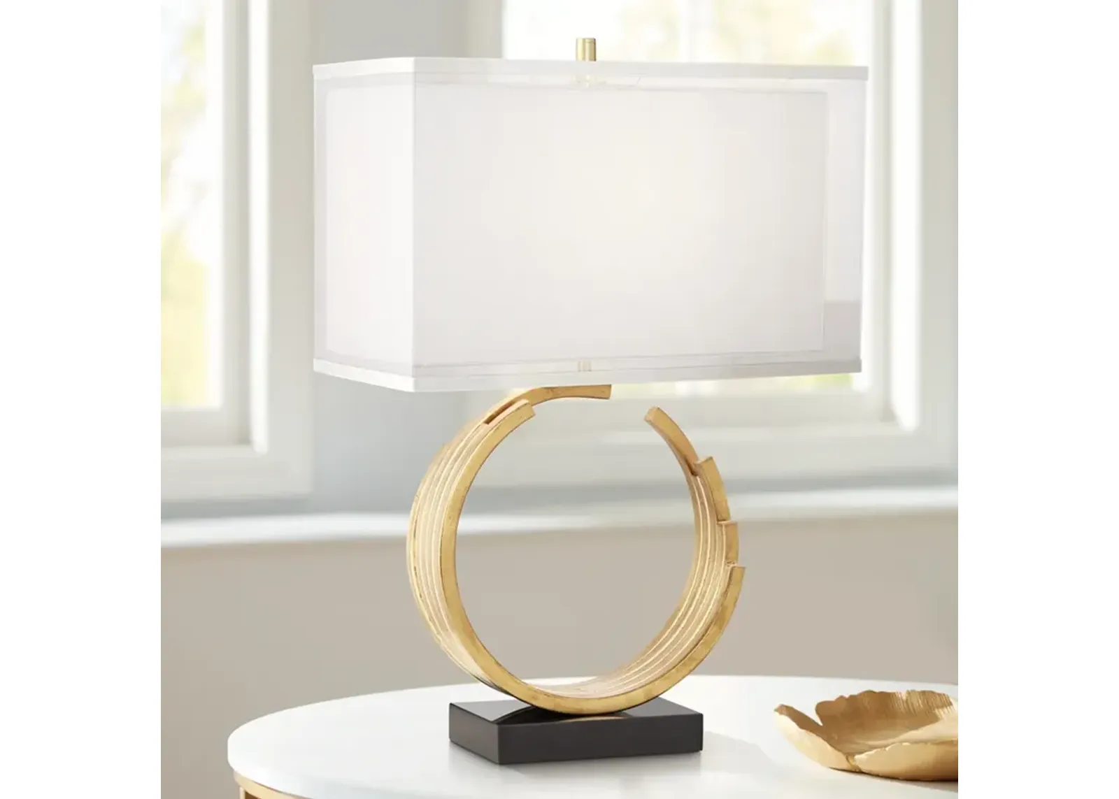 Possini Euro Riley 25 1/2" Gold Modern Open Ring Sculpture Table Lamp