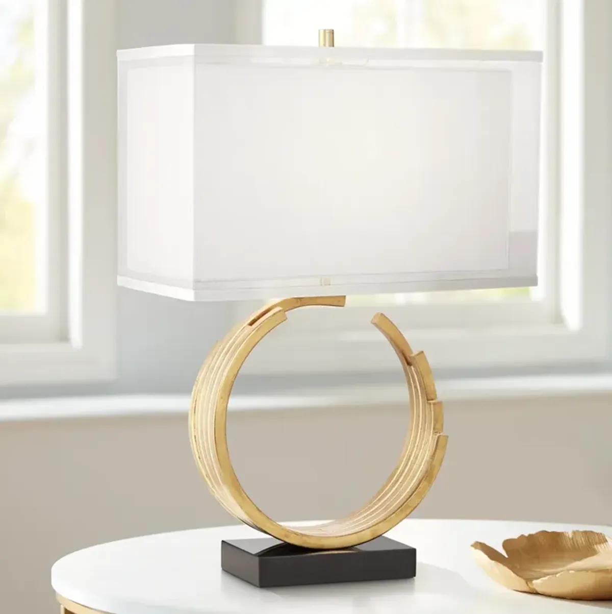 Possini Euro Riley 25 1/2" Gold Modern Open Ring Sculpture Table Lamp