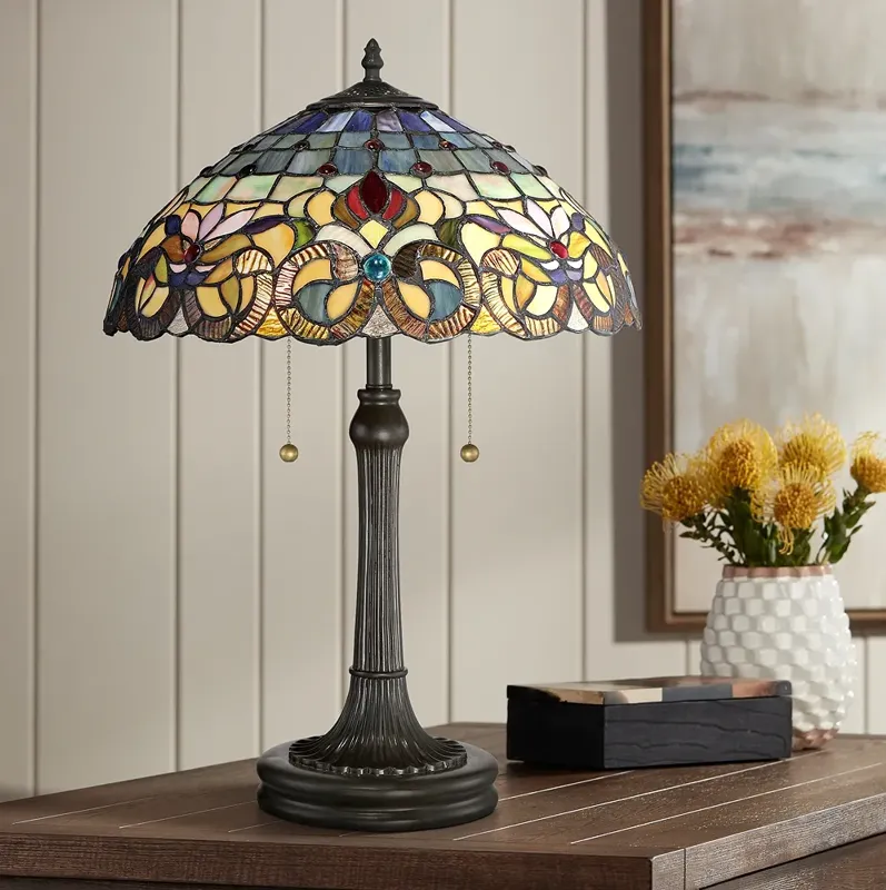 Quoizel Lyric 22 3/4" Vintage Bronze Tiffany-Style Accent Table Lamp